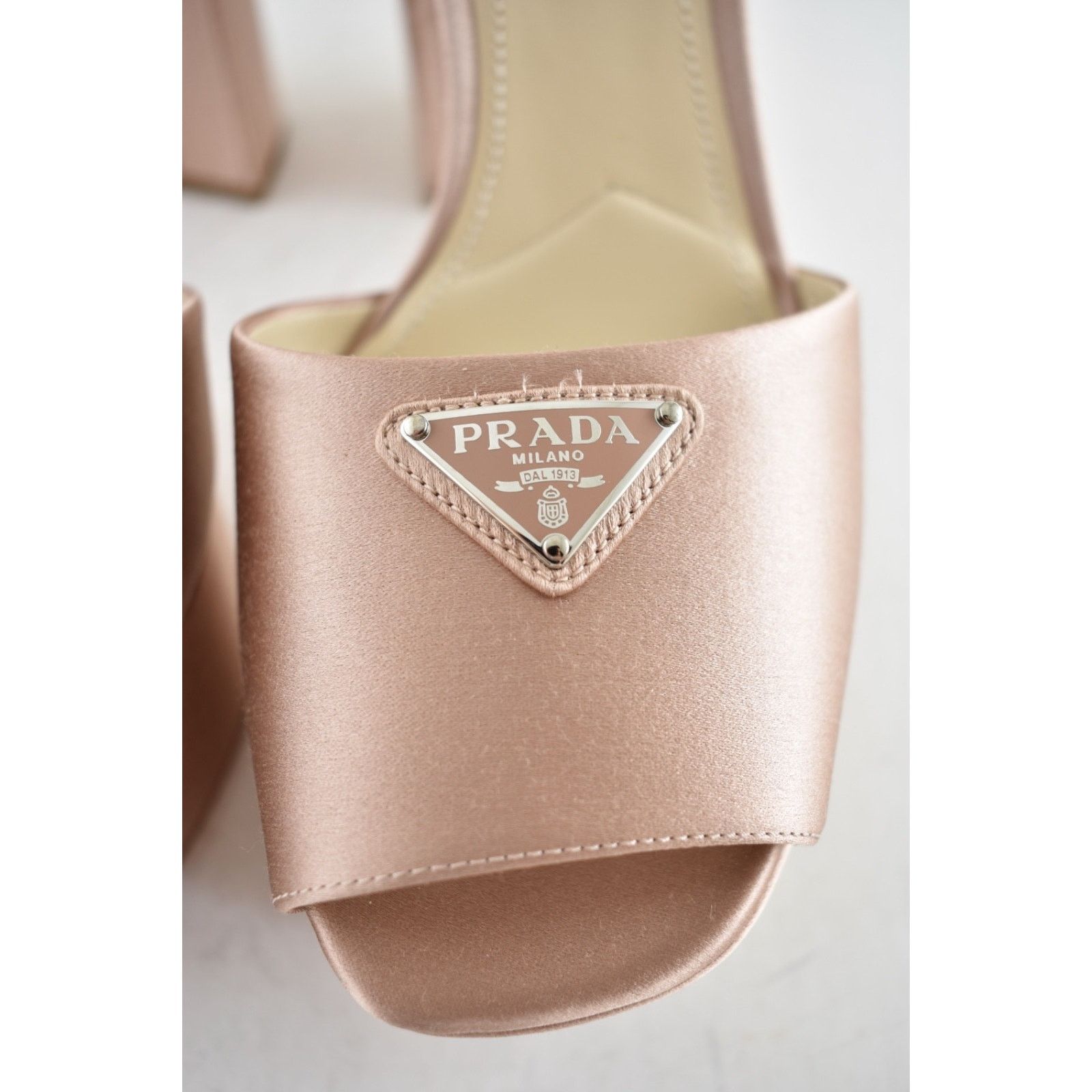 Prada Prada 115mm Nudo Satin Logo Platform Sandal Ankle Size US 12 / IT 42 - 8 Thumbnail