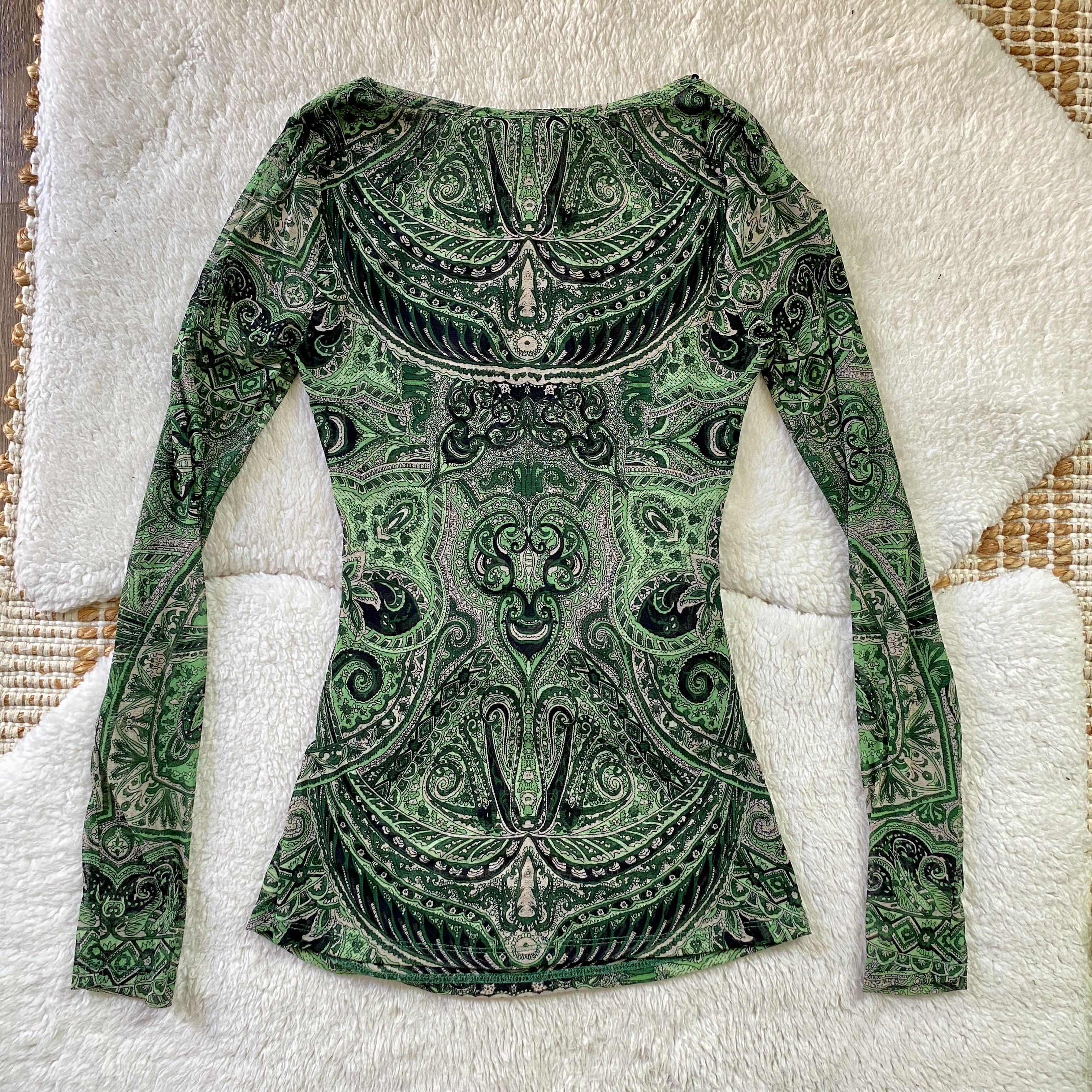 I.N.C INC International Concepts Sheer Green Paisley Beaded Top Size M / US 6-8 / IT 42-44 - 5 Thumbnail