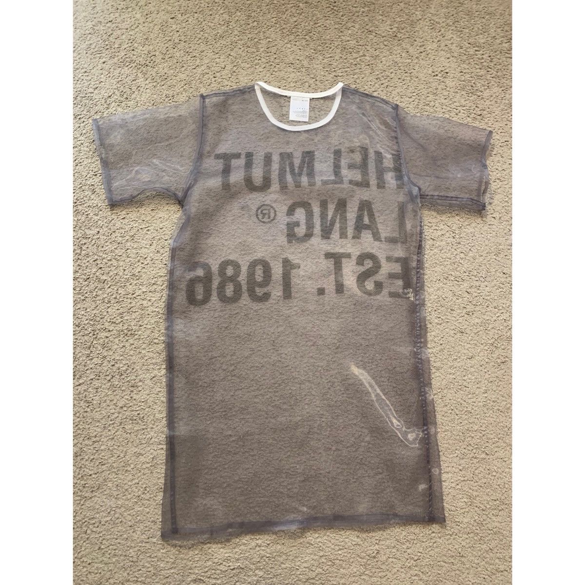 Helmut Lang HELMUT LANG SHEER LOGO T-SHIRT DRESS Size S / US 4 / IT 40 - 4 Thumbnail