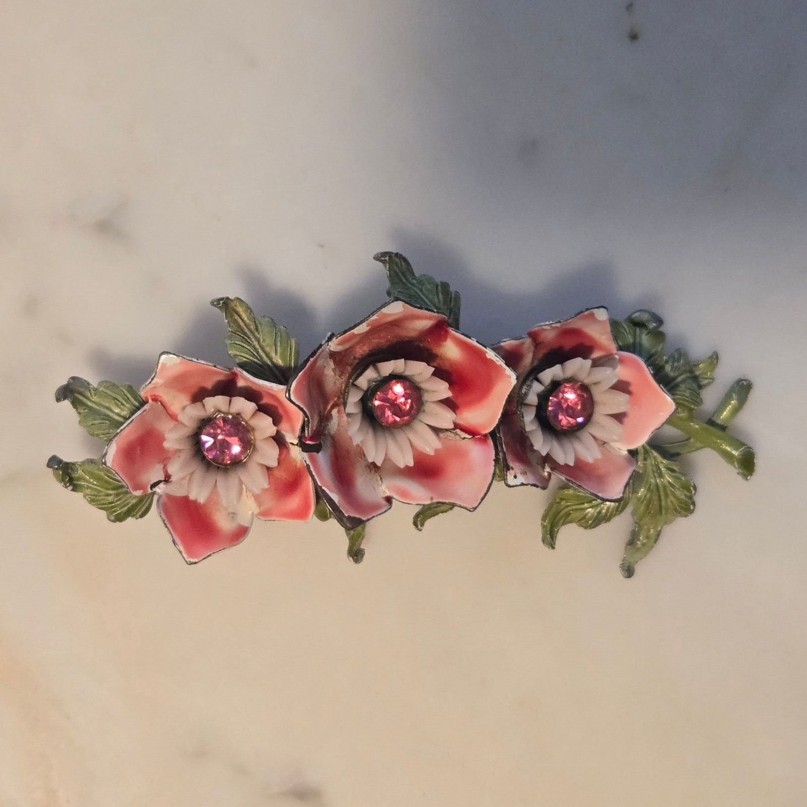 Pieces Uniques Vintage Floral Brooch Vintage Enamel Flower Enamel Pink Size ONE SIZE - 9 Thumbnail