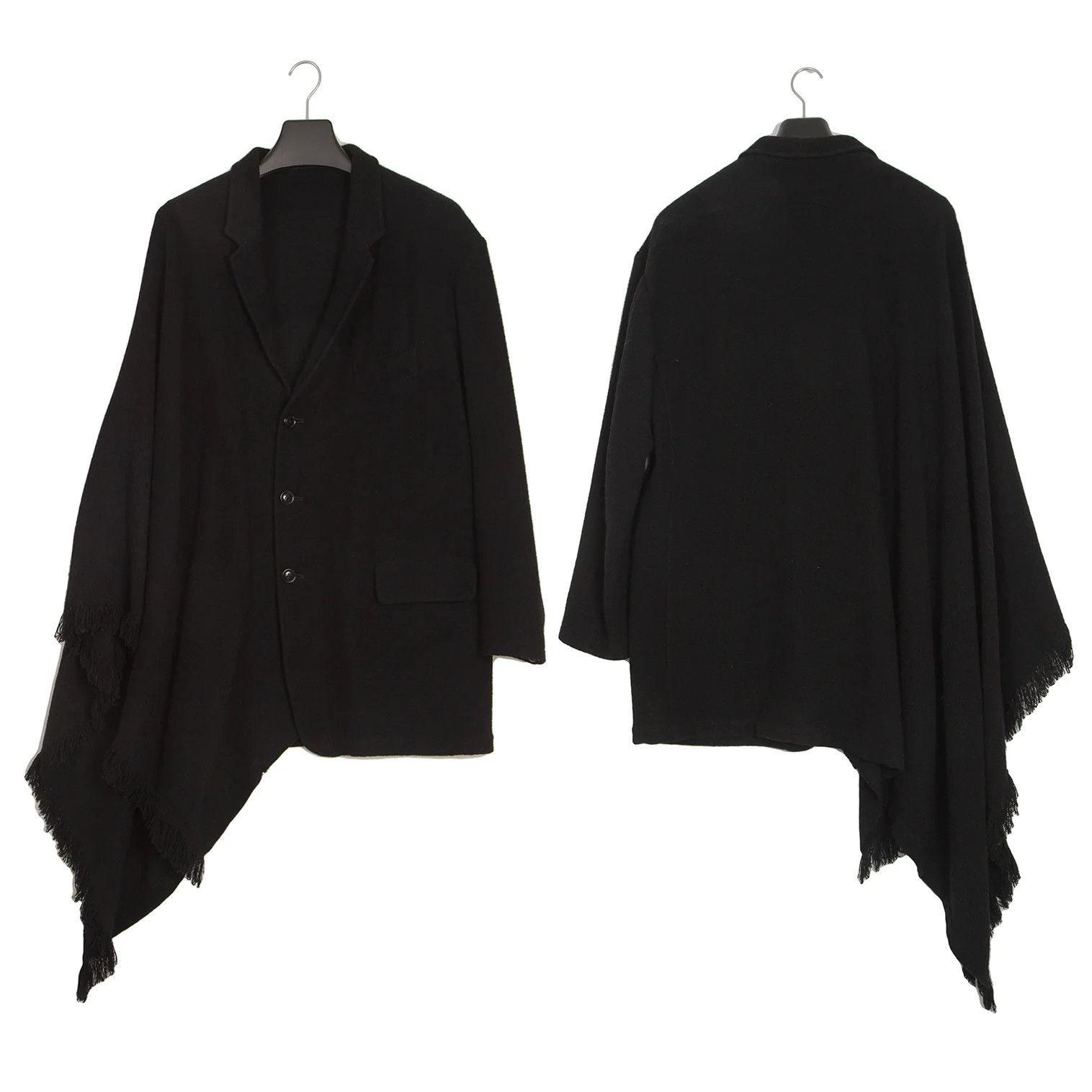 Yohji Yamamoto Yohji Yamamoto Wool Pile Asymmetrical Mantle Jacket Size US L / EU 52-54 / 3 - 1 Thumbnail