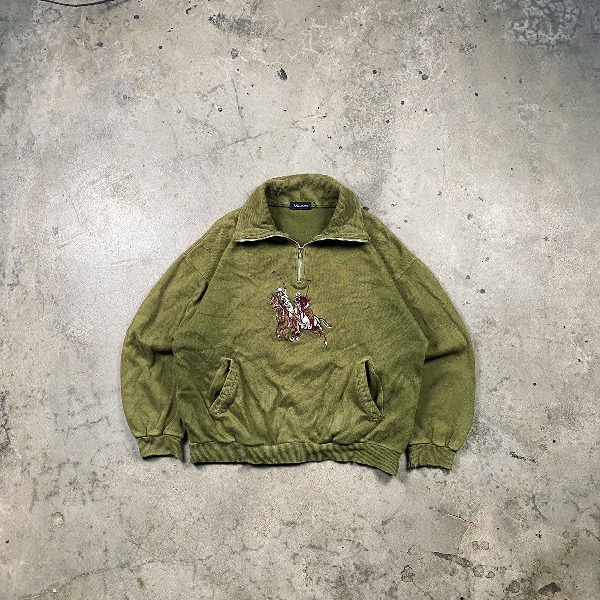 Japanese Brand × Vintage Rare 90s Polo Big Pony Parody Distressed Boxy Quarter Zip Size US M / EU 48-50 / 2 - 1 Thumbnail