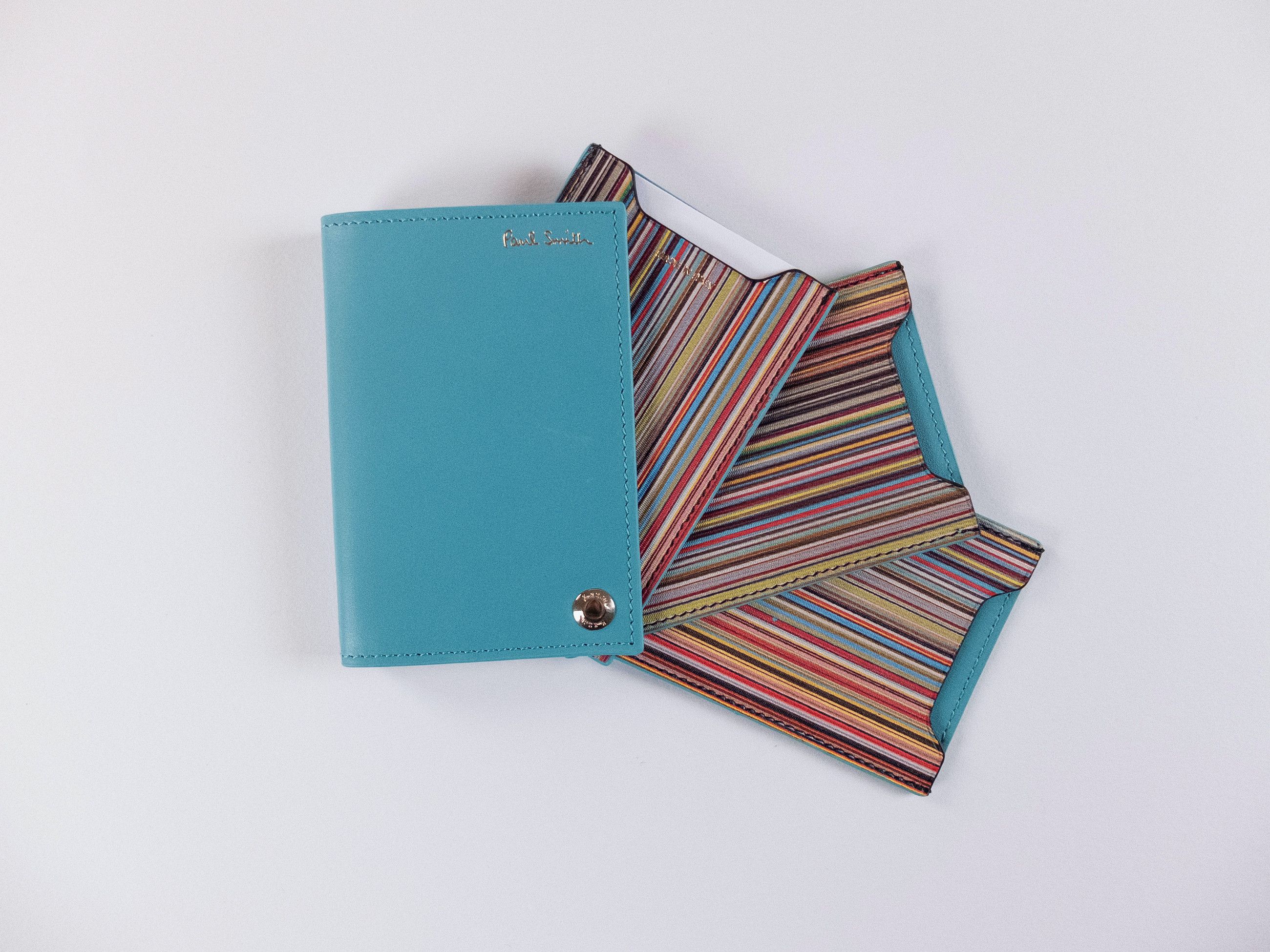 Paul Smith PAUL SMITH blue signature stripe pullout leather card holder Size ONE SIZE - 5 Thumbnail