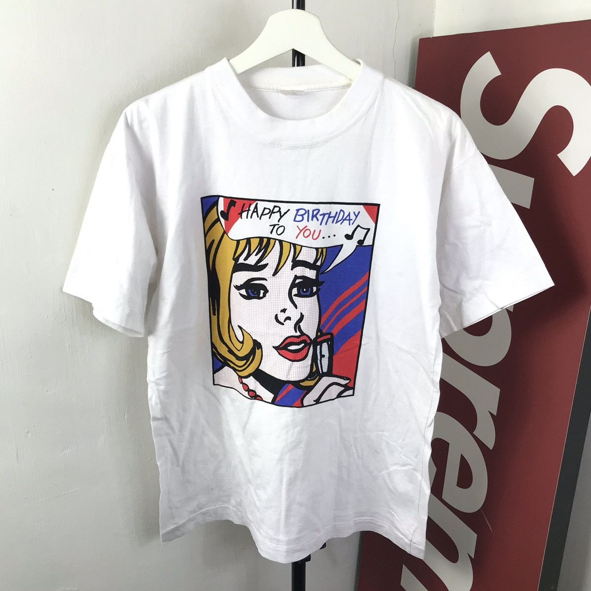image of Andy Warhol Roy L Claes O x Art Vintage 90's Roy Lichtenstein Pop Art Kozmik Shirt in White (Size M