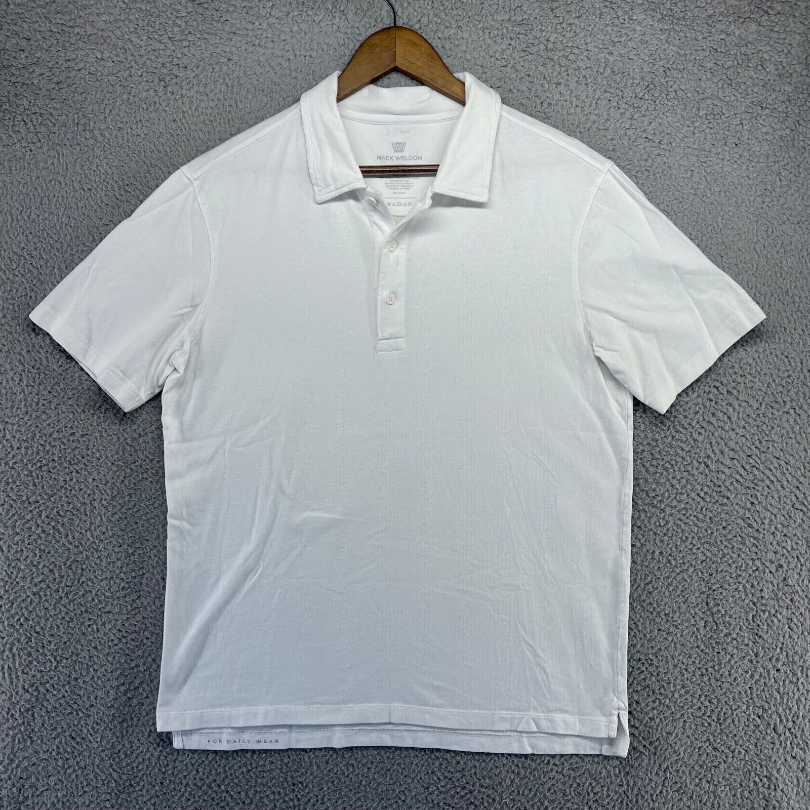 Vintage Mack Weldon Polo Shirt Men's Large White Cotton Short Sleeve ...