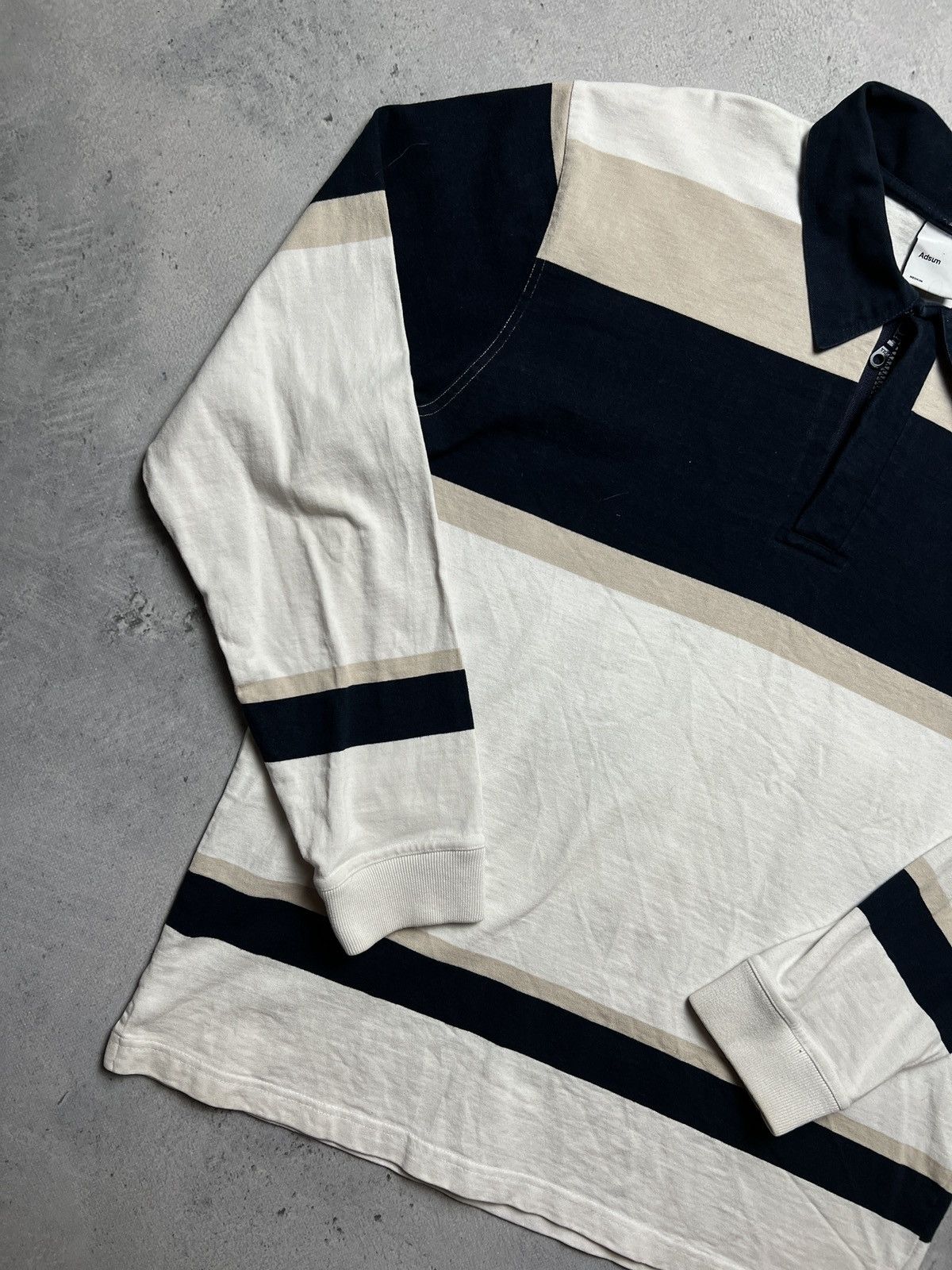 Adsum Adsum Striped Cotton Jersey 1/4 Half-Zip Rugby Shirt y2k lux Size US M / EU 48-50 / 2 - 3 Thumbnail