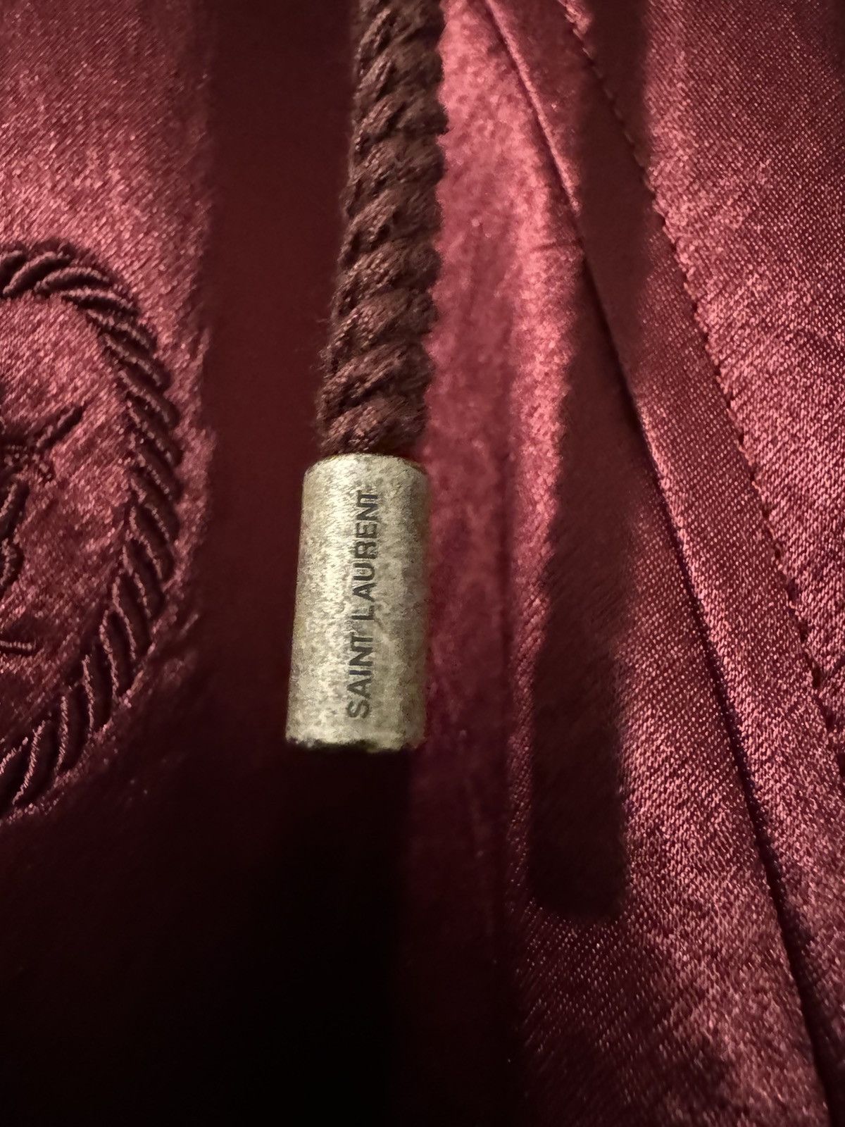 Saint Laurent Paris Saint Laurent Tonal Satin Jacket in Burgundy/Maroon/Bordeaux Size US L / EU 52-54 / 3 - 10 Thumbnail