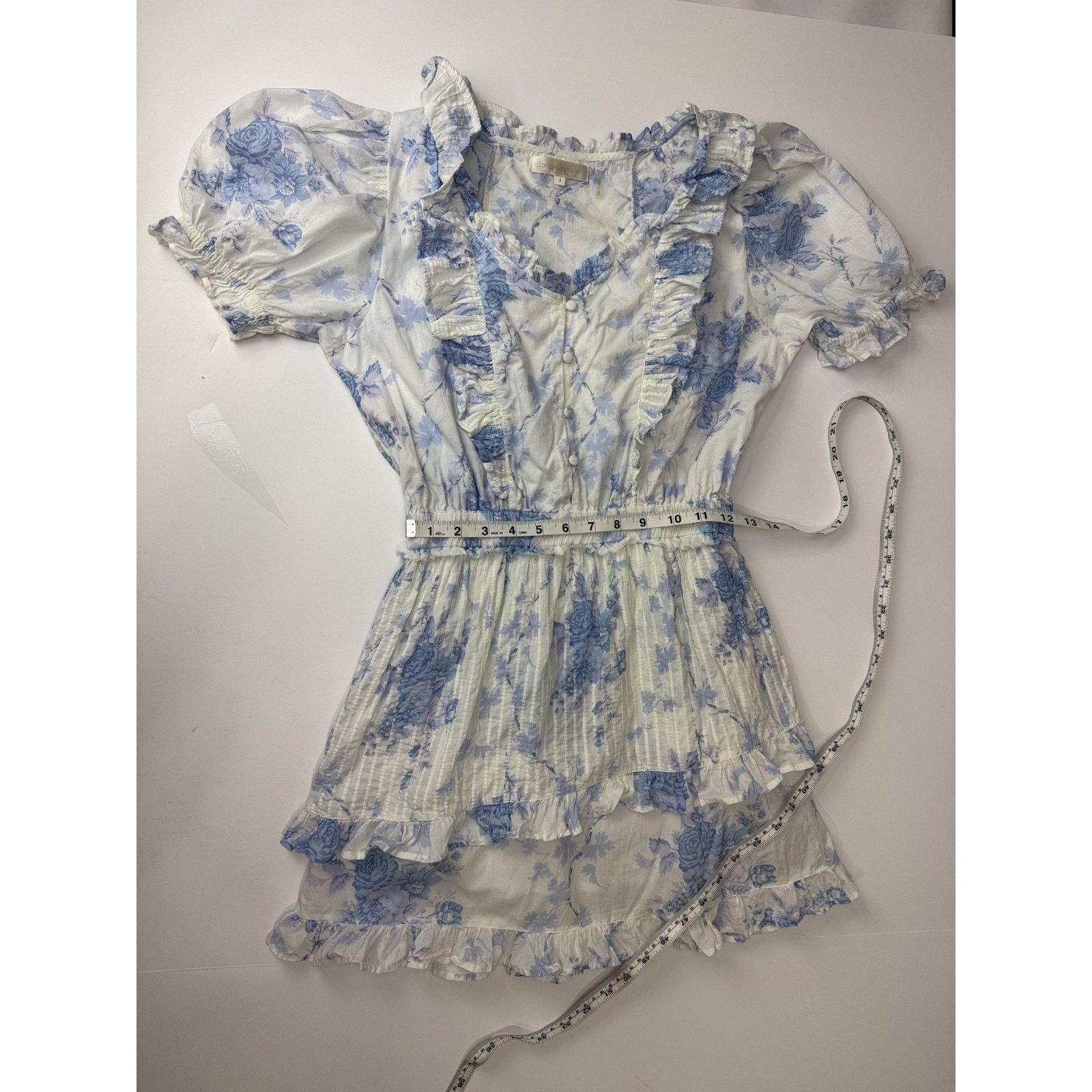 LoveShackFancy LoveShackFancy Blue & White Toile Dress Romantic Small Size S / US 4 / IT 40 - 4 Thumbnail