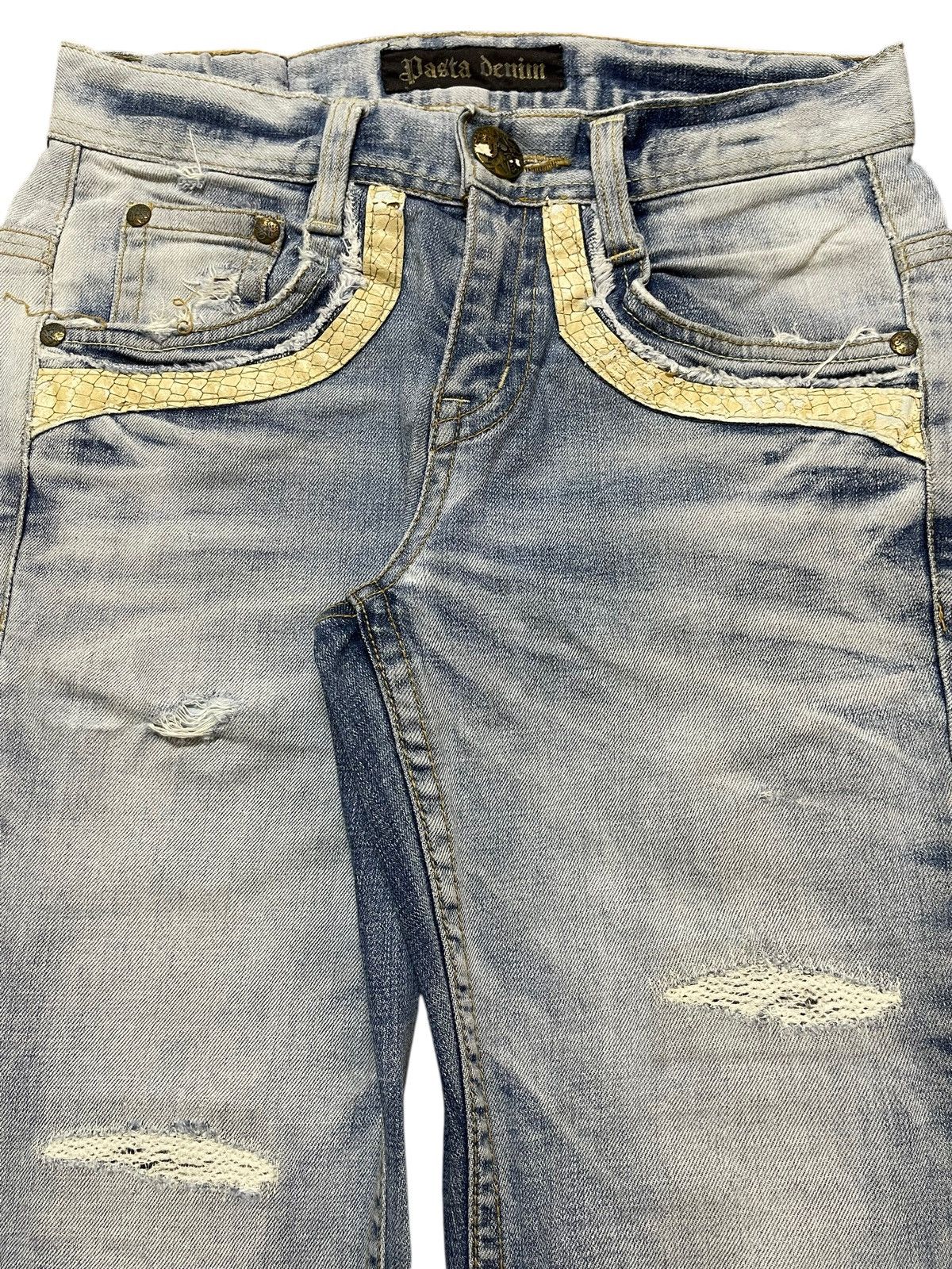 If Six Was Nine Vintage Japanese Brand Faded Wash Distress Cross Wing Style Size US 29 - 4 Thumbnail