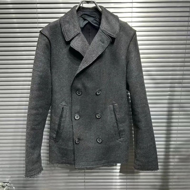 Lanvin Lanvin Men's Wool Peacoat in Deep Grey 0089 Size US S / EU 44-46 / 1 - 1 Thumbnail