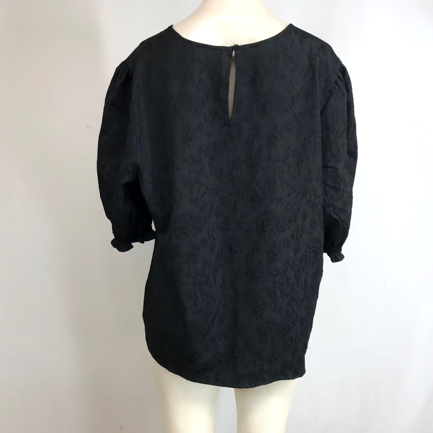 Ted Baker Ted Baker Blouse Floral Jacquard Puff Sleeve Crew Neck Womens XL Black Size XL / US 12-14 / IT 48-50 - 5 Thumbnail