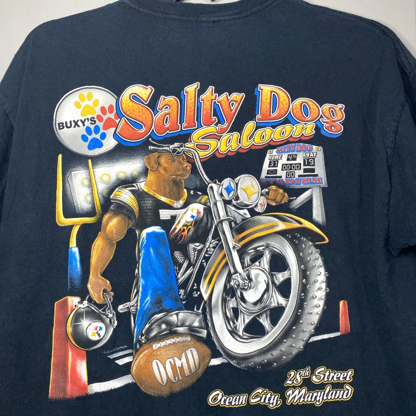 Vintage VINTAGE Pittsburgh Steelers T Shirt Salty Dog Saloon Ocean City MD Mens XL Black Beach City Salty Dog 90s? No, but keep as per rules. Size US XL / EU 56 / 4 - 2 Thumbnail