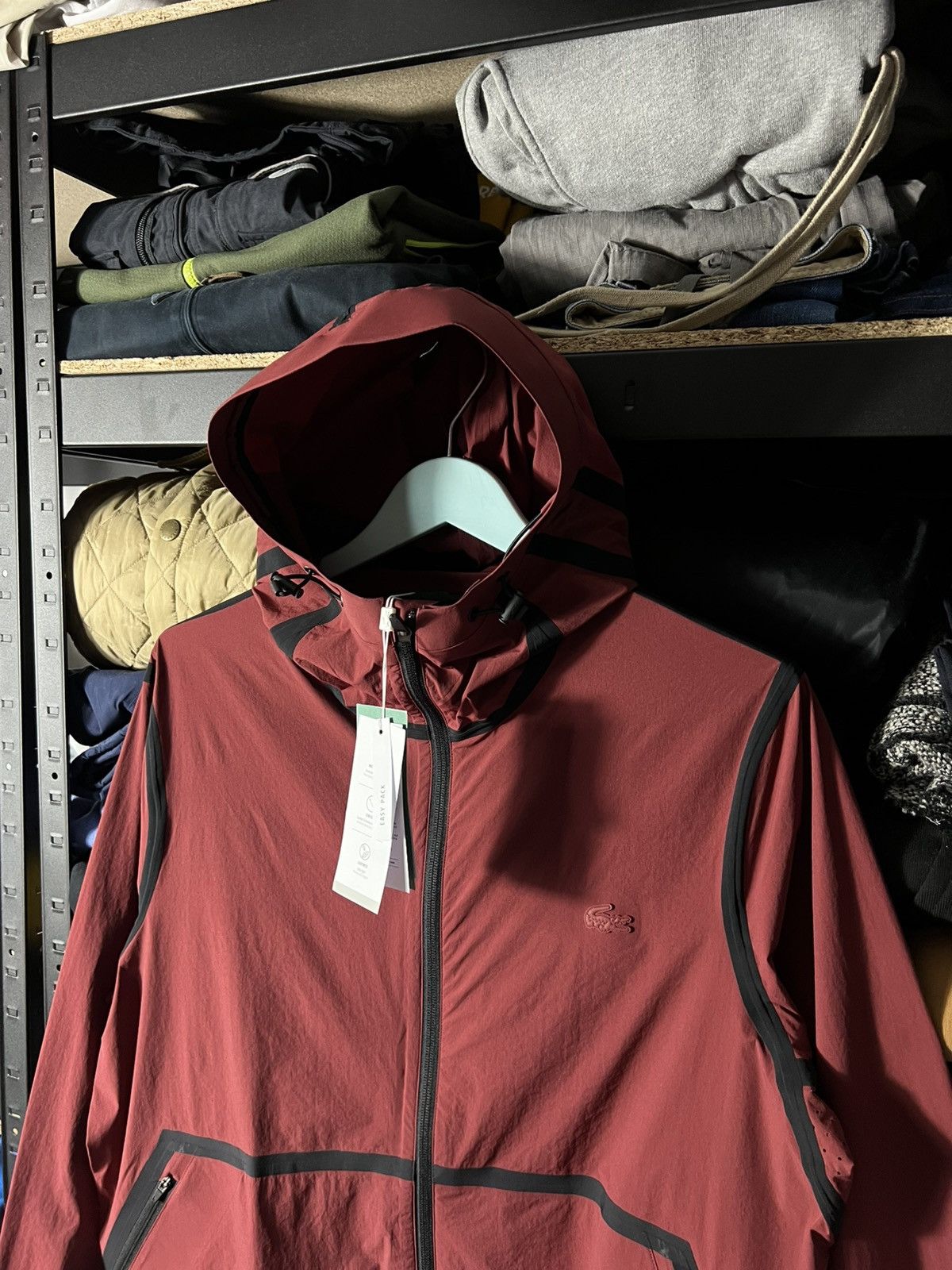 Lacoste 🐊 Lacoste Technical Hooded Jacket Burgundy Size M–L Size US M / EU 48-50 / 2 - 2 Thumbnail
