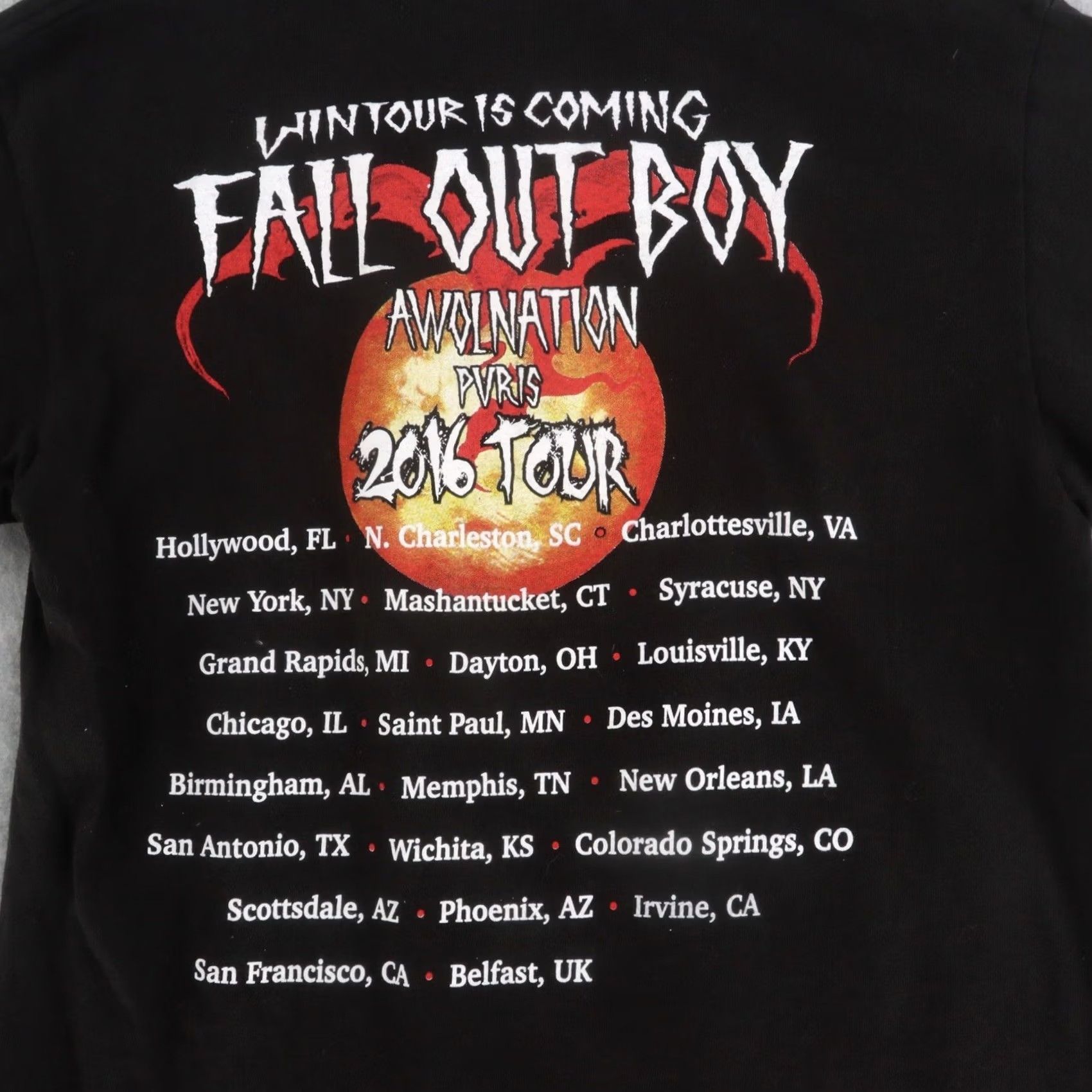Vintage Fall Out Boy Awolnation Adult Medium Concert Tour 2016 Band Tee Short Sleeve Shirt Men M Black Womens Mens Size US 31 - 3 Thumbnail