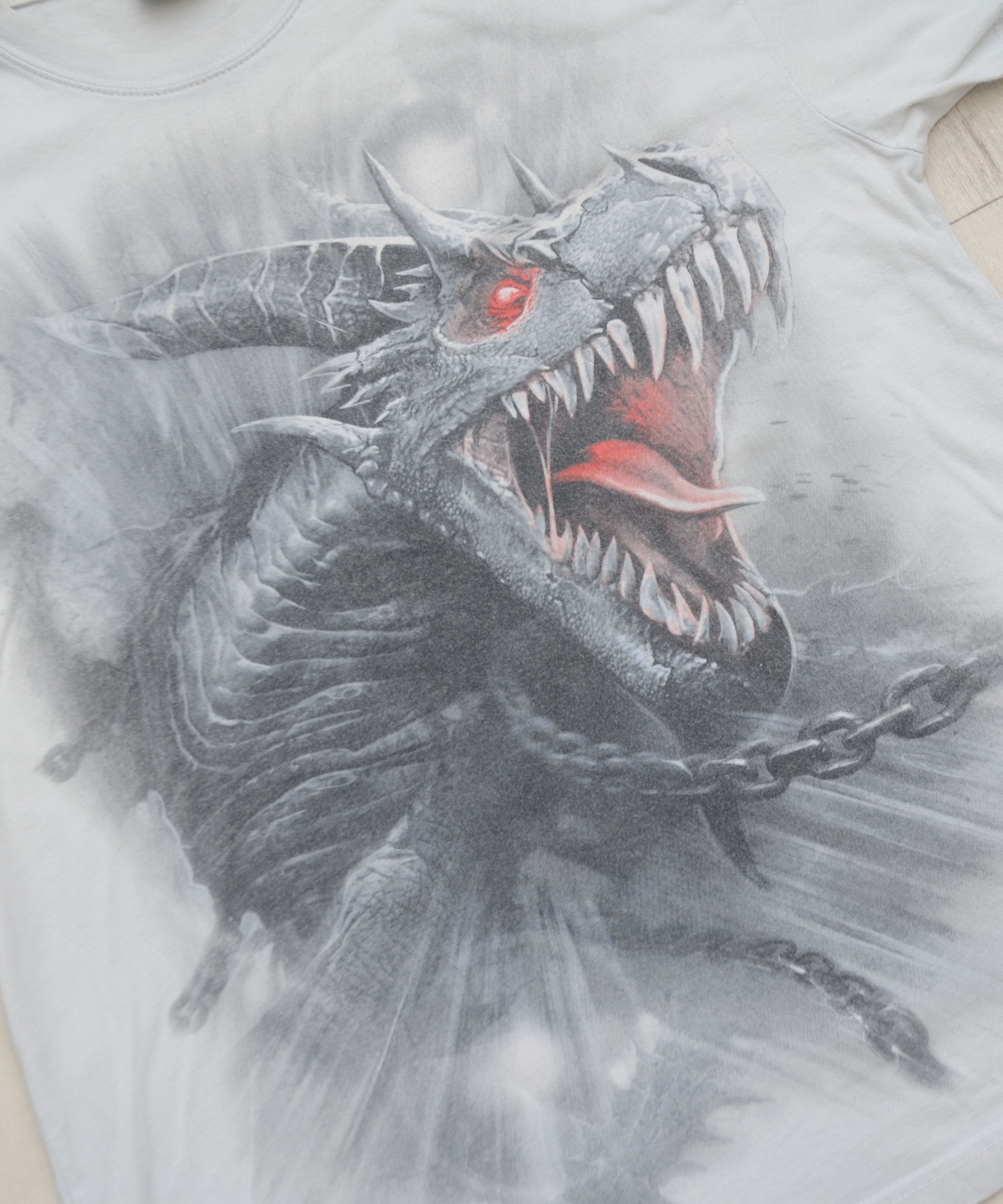 Japanese Brand × Vintage Y2K All Over Print Style Dragon T-Shirt Tee Spiral Direct Size US L / EU 52-54 / 3 - 7 Thumbnail