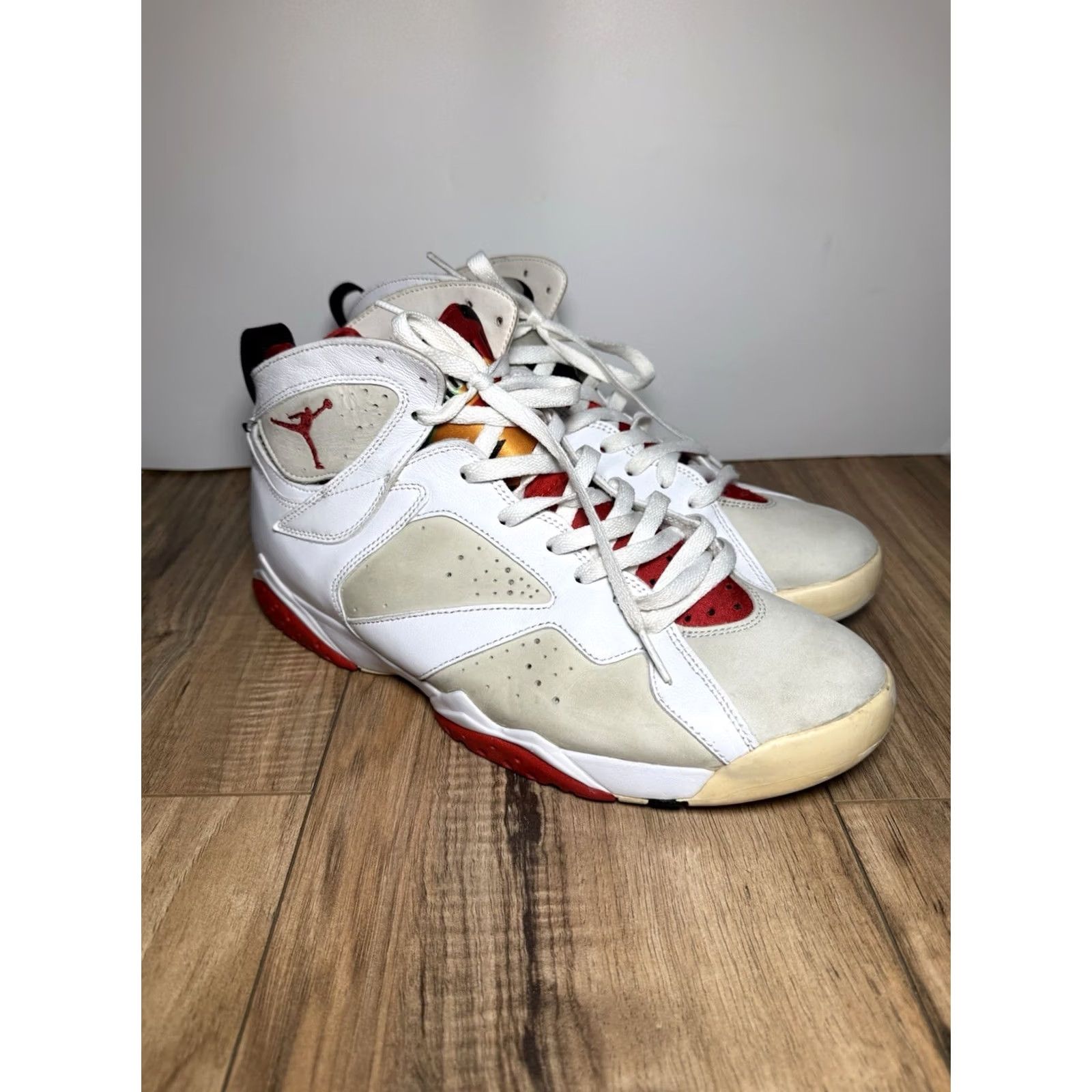 Jordan Brand Nike Air Jordan 7 Retro Hare 2014 Men Size 11 White Red Black Grey OG 304775-125 Size US 11 / EU 44 - 2 Thumbnail