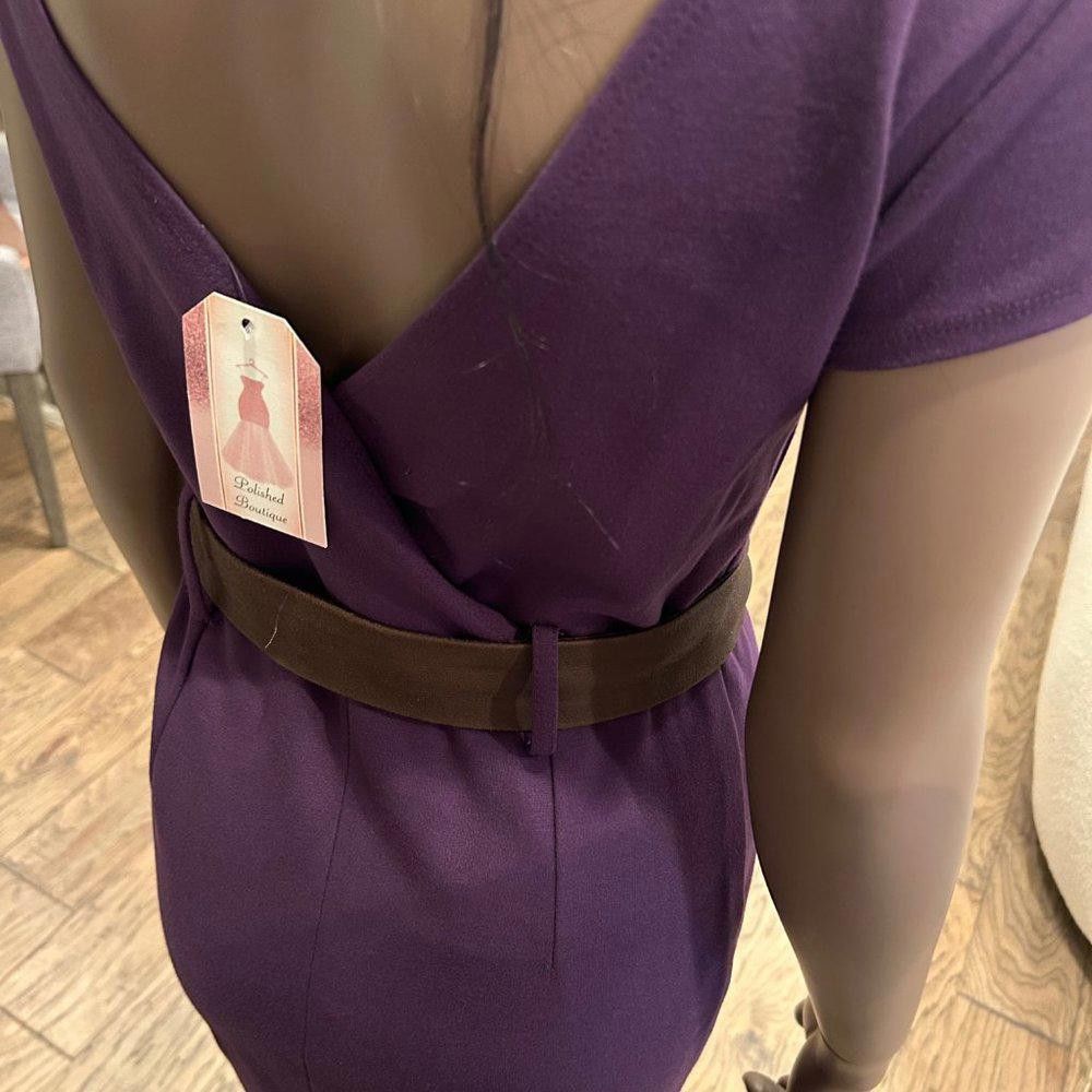 Theory Theory Damson Sloane Dress Capped Sleeves Belt Low Back NWT Size S / US 4 / IT 40 - 6 Thumbnail