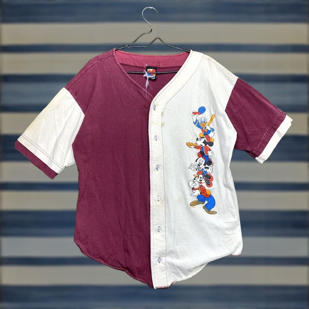 Disney VINTAGE Disney Mickey Mouse Shirt Womens Large Baseball Jersey Button Up Y2K Size L / US 10 / IT 46 - 1 Thumbnail