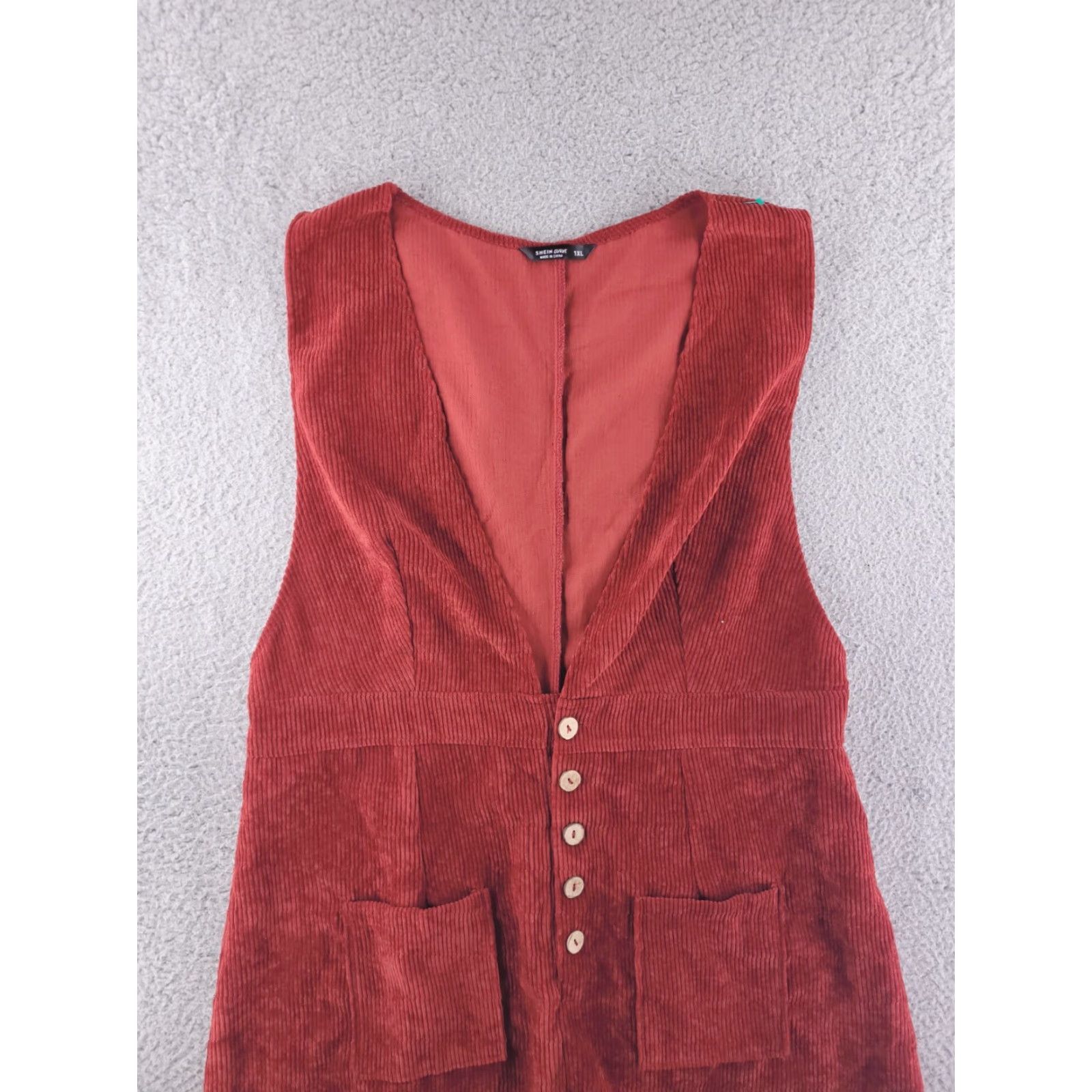 Shein Shein Curve Dress Womens 1X Red Corduroy Knee Length A-Line Dress - Knee Length - Red - 1X - Women Size XL / US 12-14 / IT 48-50 - 2 Thumbnail
