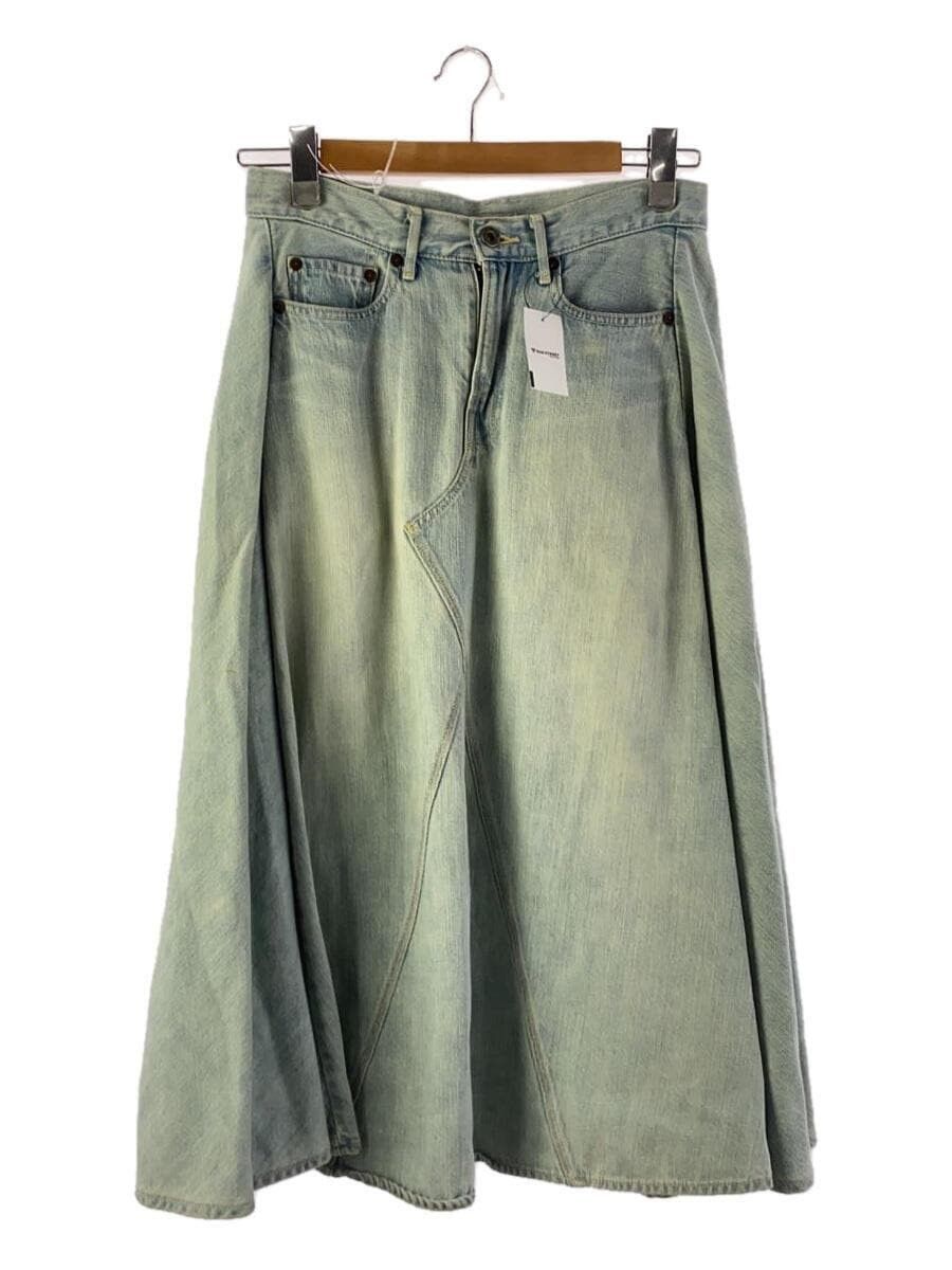 image of Kapital Lightwash Denim Maxi Skirt in Blue, Women's (Size 30)