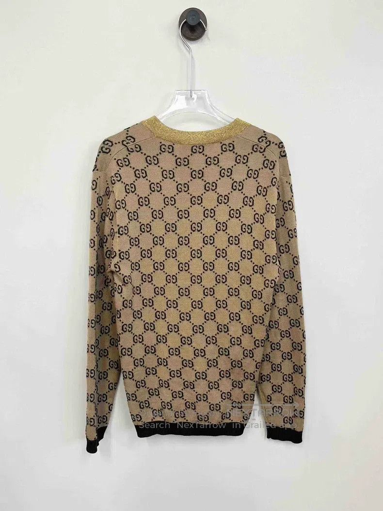 Gucci Gucci Brown gold silk old flower full of logo knitted card Size XS / US 0-2 / IT 36-38 - 2 Thumbnail