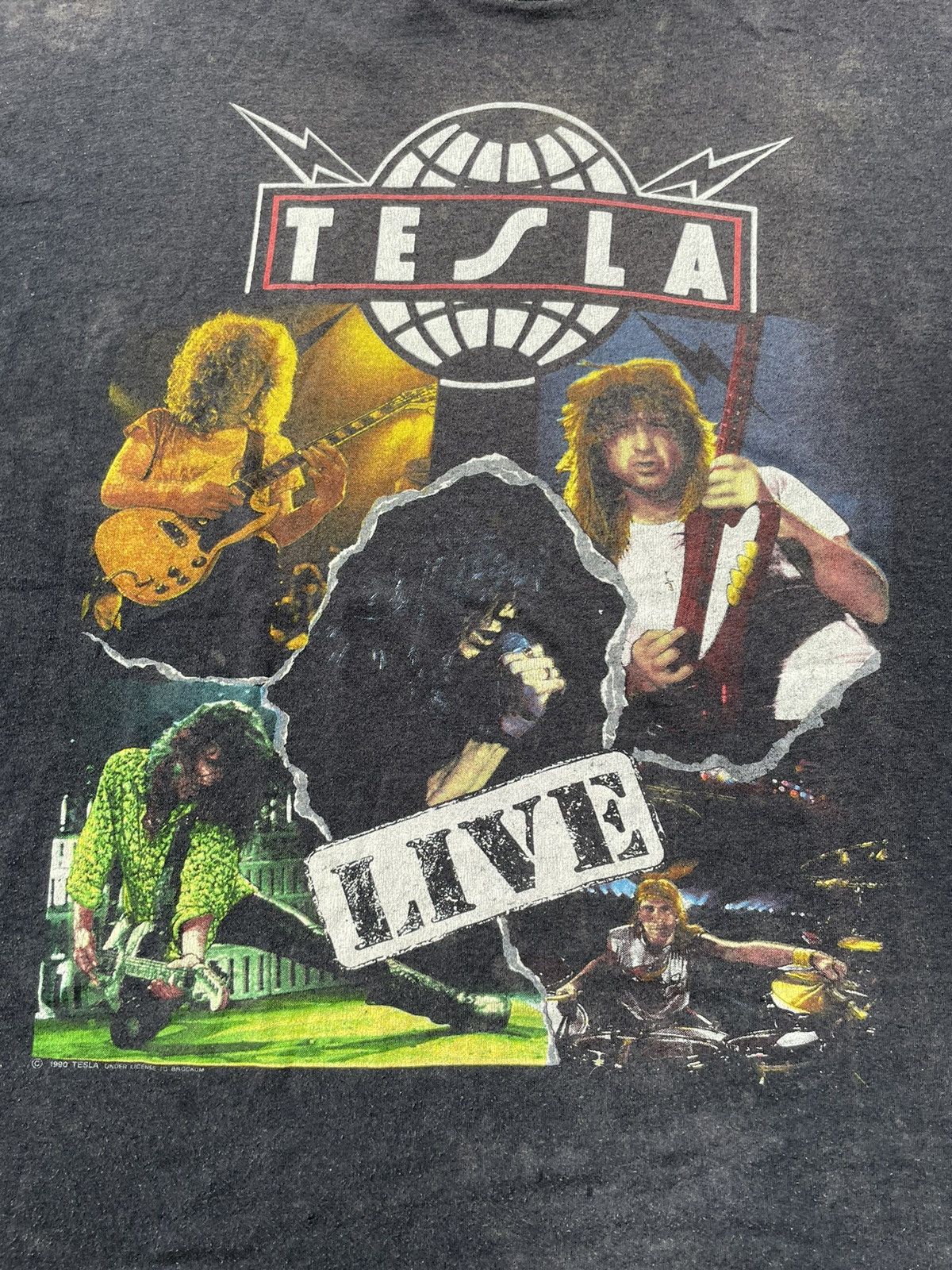 Band Tees VTG 1990 Tesla Live World Tour Faded Distresed Size US XL / EU 56 / 4 - 14 Thumbnail