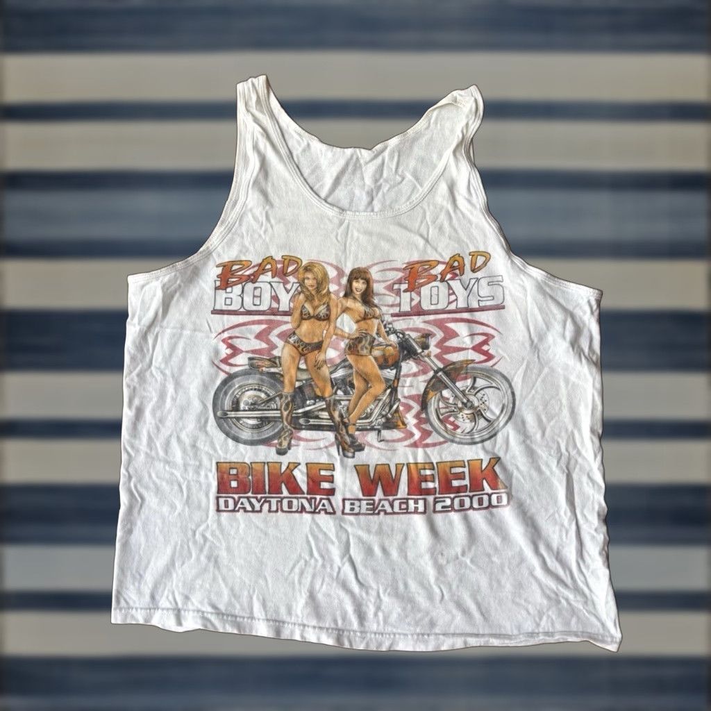 Vintage VINTAGE Bad Boy Bad Toys Bike Week 2000 Sturgis T-Shirt Shirt Medium Biker Mens White Cotton Crew Neck Short Sleeve Size US L / EU 52-54 / 3 - 1 Thumbnail