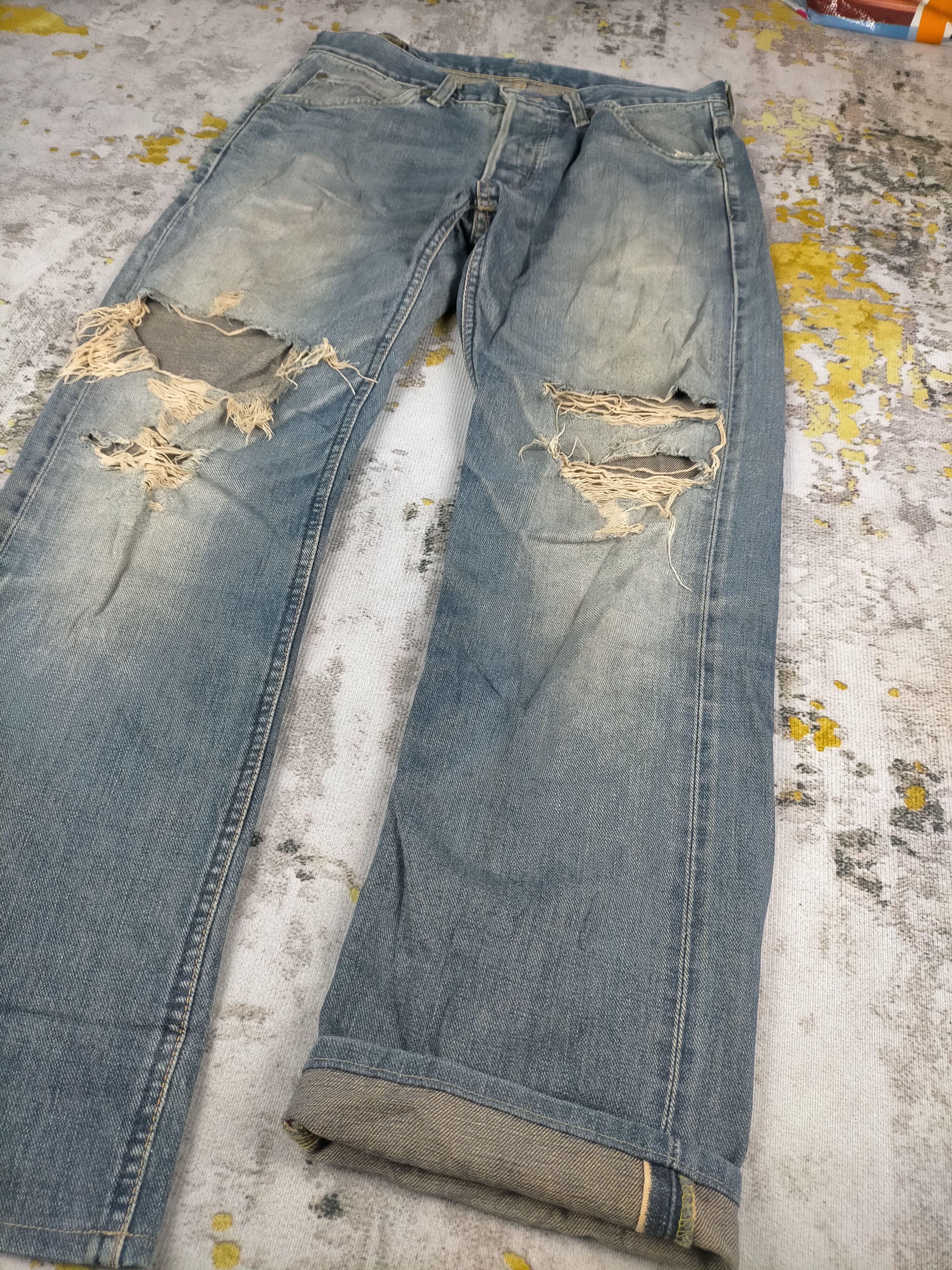 Lee 🔥 Vintage 80s Lee Riders Half Selvedge Distressed Jeans Size US 30 / EU 46 - 2 Thumbnail