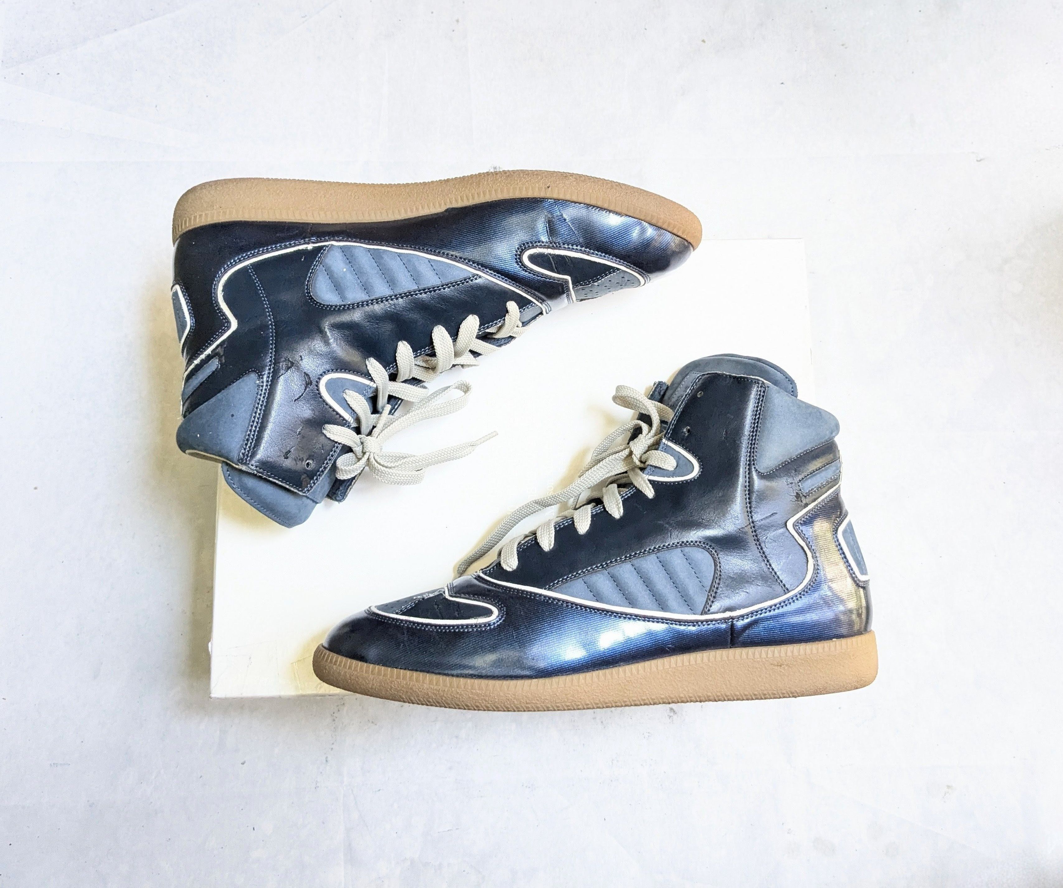 Maison Margiela Maison Margiela High Top Sneakers Blue 12 45 Leather Gum Size US 12 / EU 45 - 1 Thumbnail