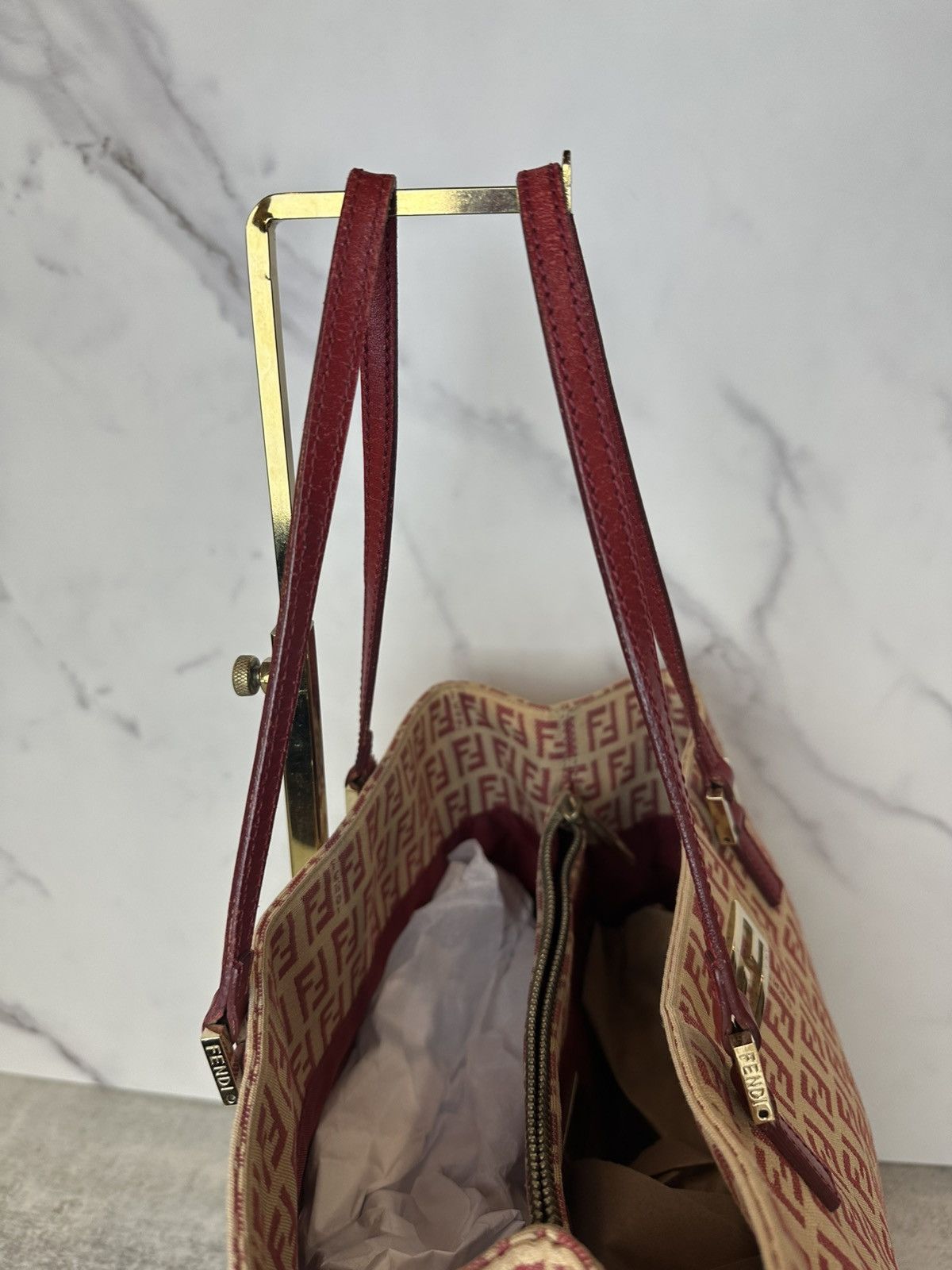 Fendi Fendi 1990s Red Zucca Canvas Tote Size ONE SIZE - 10 Thumbnail