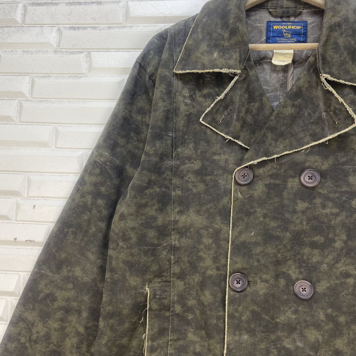 Woolrich Woolen Mills Vtg Woolrich Camouflage Distressed Double Breasted Jacket Size US M / EU 48-50 / 2 - 6 Thumbnail