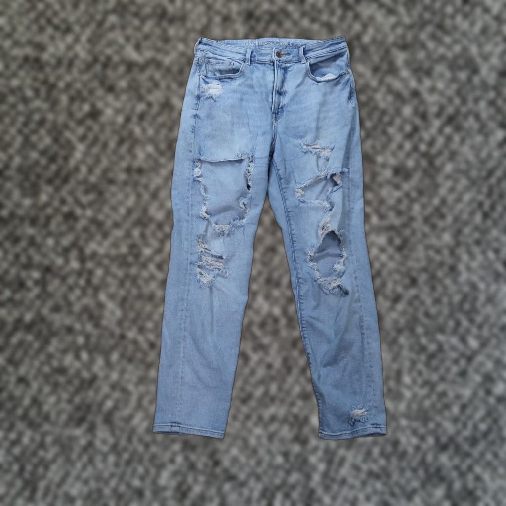 American Eagle Outfitters American Eagle Mom Jeans Women's 8 Blue Denim High Rise Ripped Size 30" / US 8 / IT 44 - 1 Thumbnail