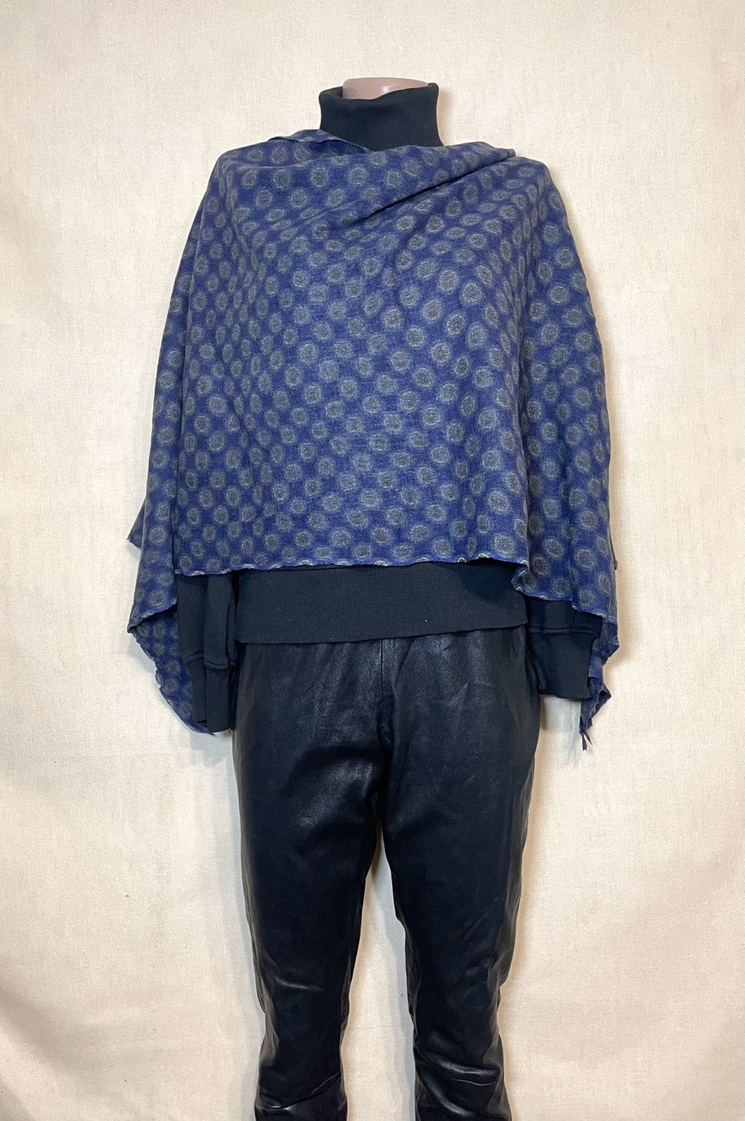 Vintage Emile Lafaurie blue wool scarf Size ONE SIZE - 2 Thumbnail