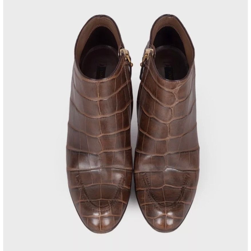 Louis Vuitton Louis Vuitton Brown Embossed Leather Ankle Boots Sz 40 Size US 9 / IT 39 - 2 Thumbnail