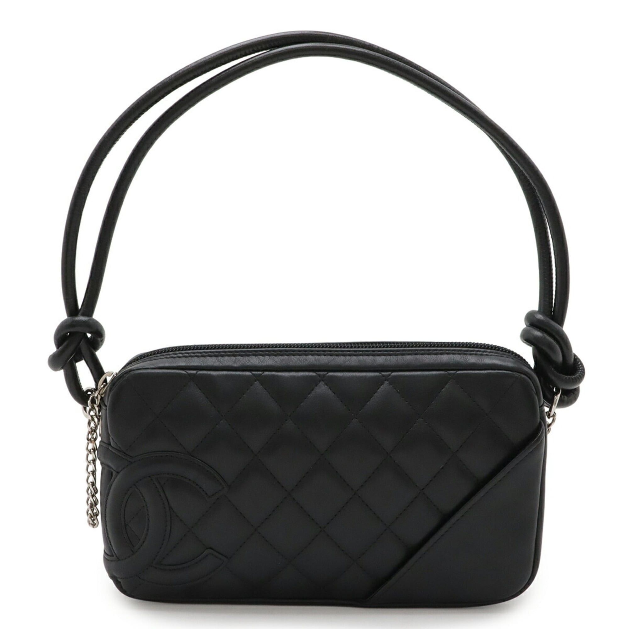 Chanel Cambon Coco Mark Bag Pouch Shoulder Leather Black A25175, Women's