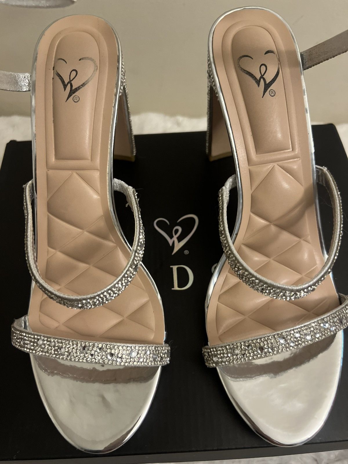 Other Feelin’ Glam Rhinestone Spiral Strap Block Heels Size US 7.5 / IT 37.5 - 5 Thumbnail