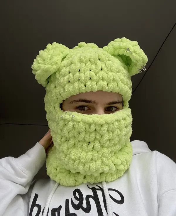 VIBE Handmade Knitted Balaclava Ski Mask Teddy Bear Style Size ONE SIZE - 1 Thumbnail