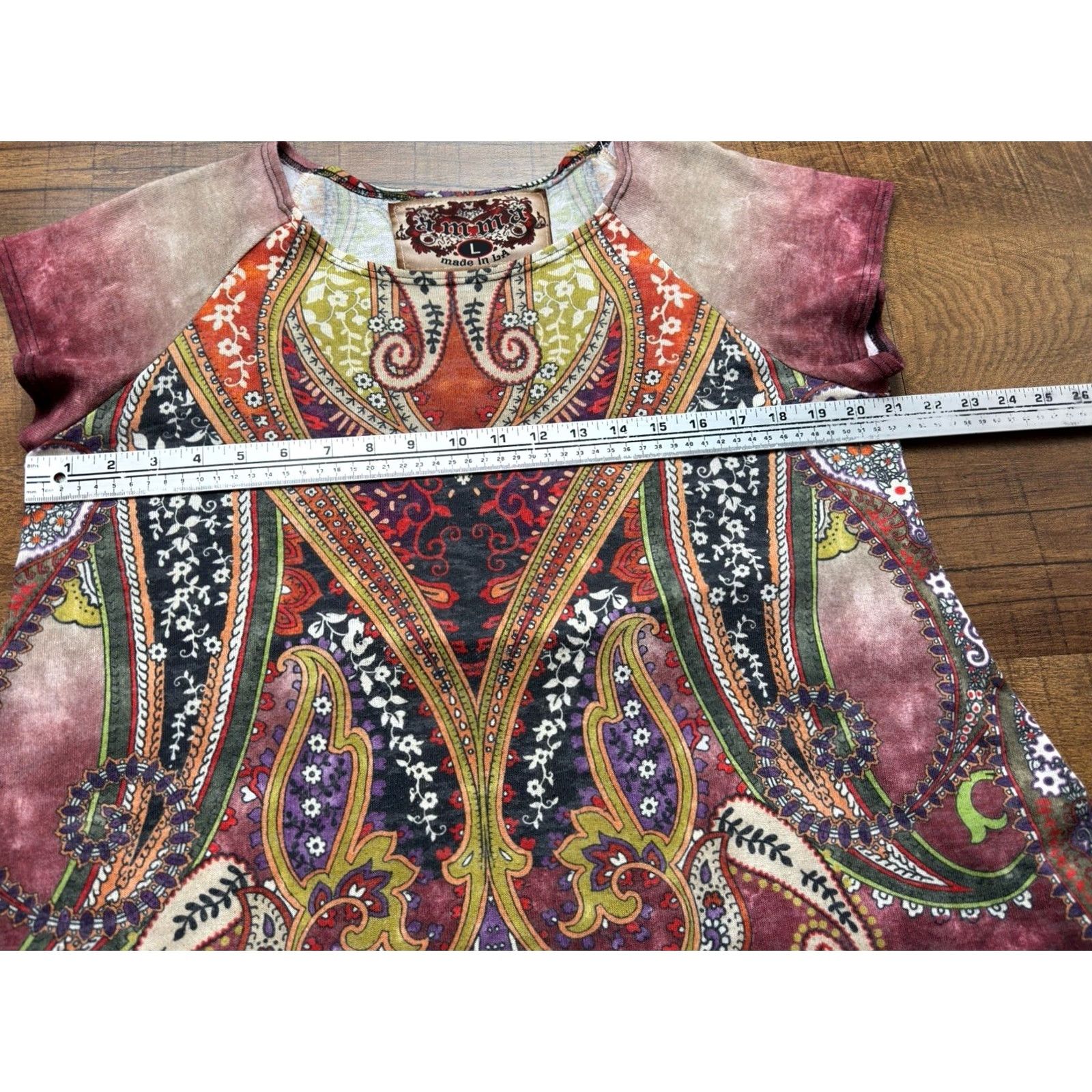 4SDESIGNS AMMA Designs Made In LA Tunic Style Top Women’s Short Sleeve Artsy L Multicolor Paisley Tunic Womens Size L / US 10 / IT 46 - 6 Thumbnail