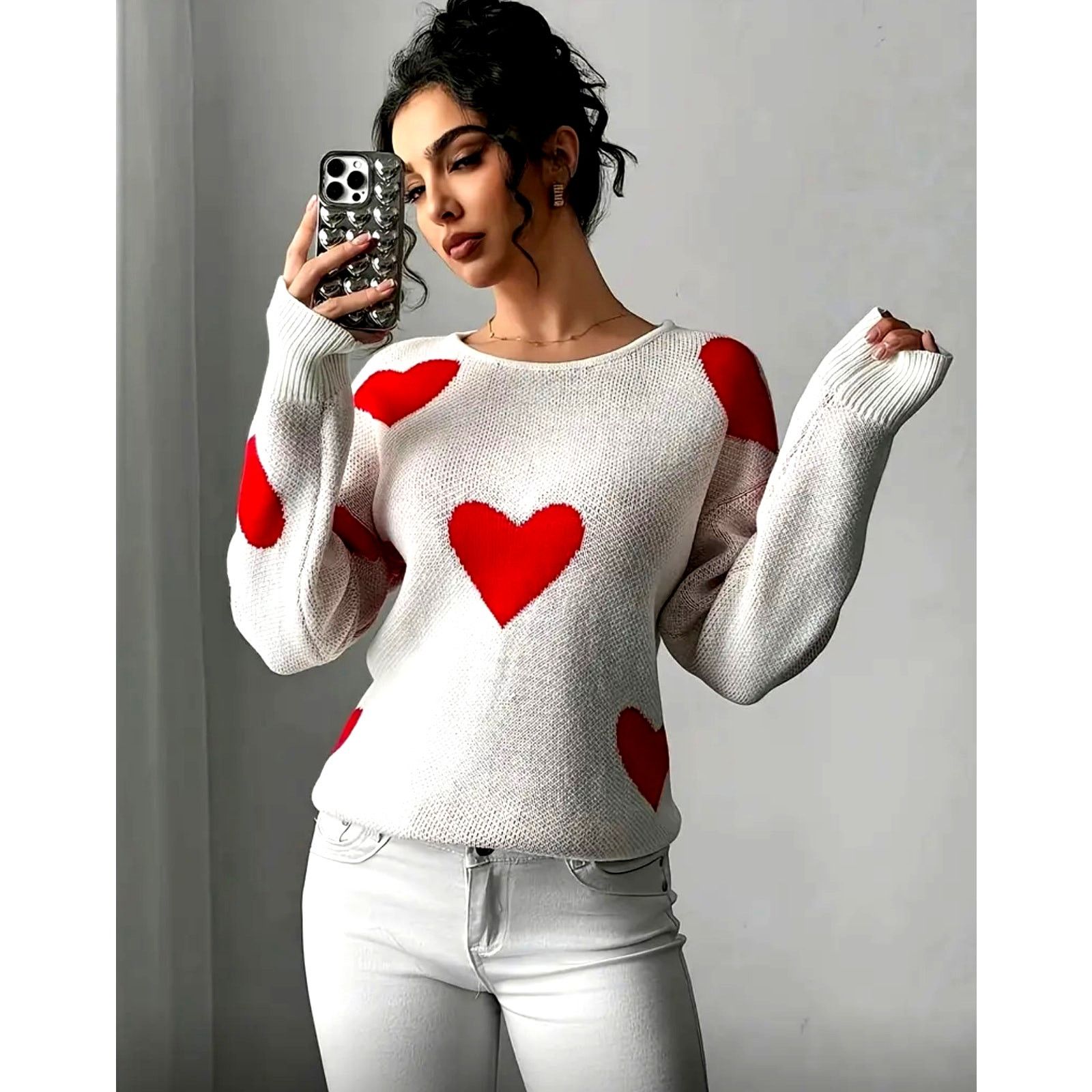 Other Elegant Heart Backless Long Sleeve Crew Neck Sweater 10 Size L / US 10 / IT 46 - 7 Thumbnail
