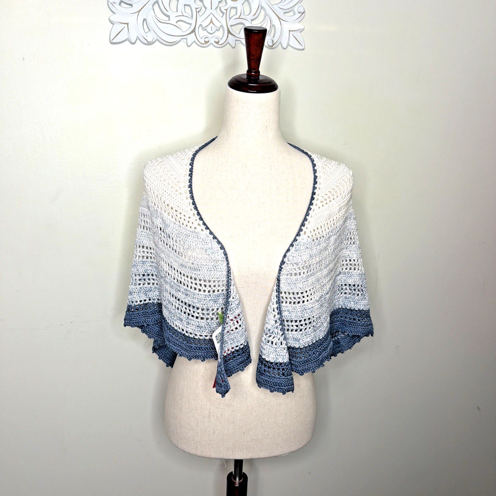 Other Crochet Shawl Sarong Wrap Handmade FEZA Cotton Viscose Yarn Size ONE SIZE - 4 Thumbnail