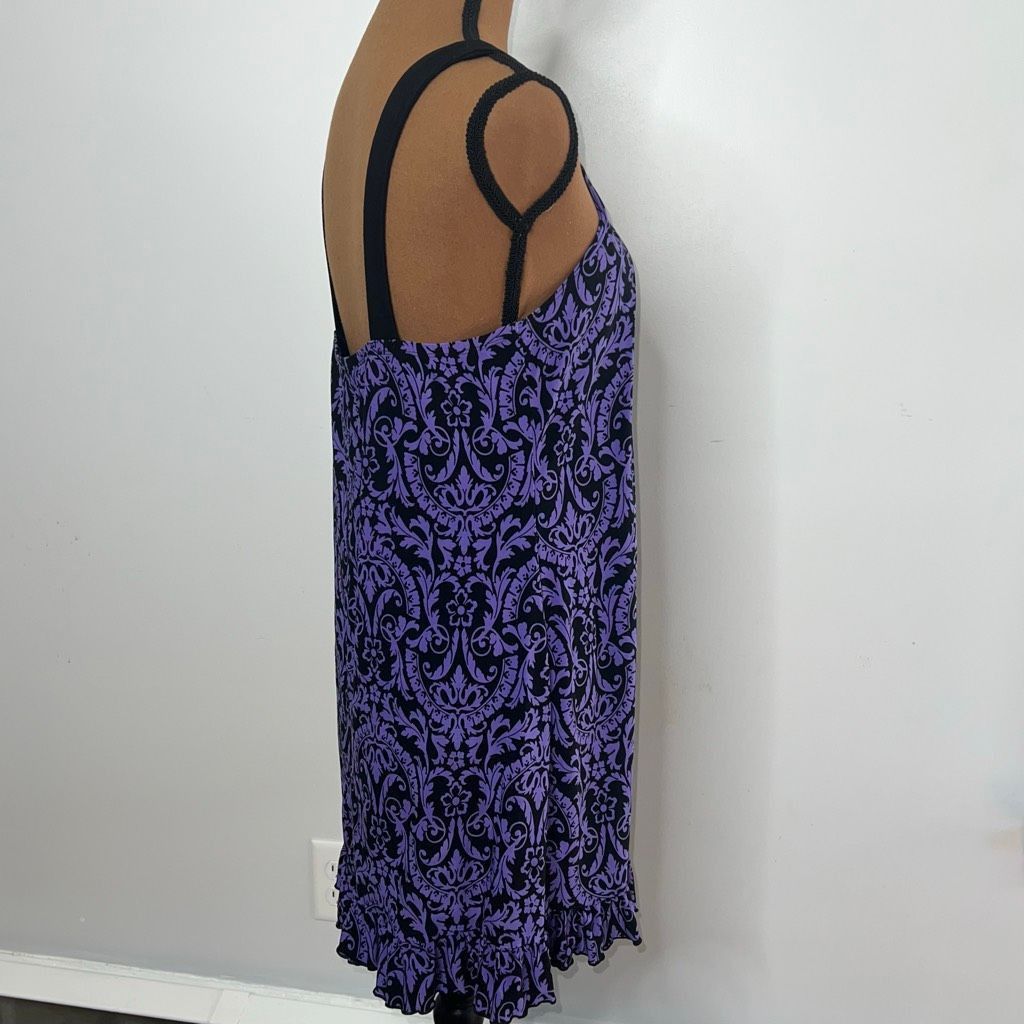 Alpha Studio Studio Donatella Purple & Black Floral Print Chemise Nightgo Size ONE SIZE - 6 Thumbnail