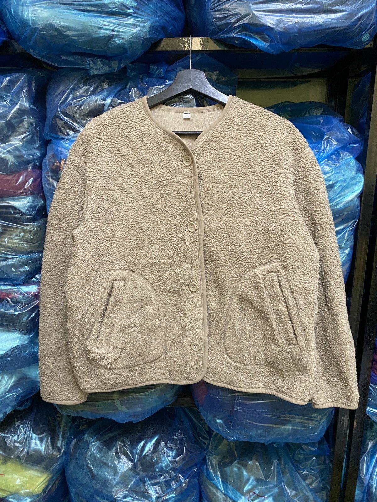 Uniqlo Fleece Button Cardigan Jacket – Beige Sherpa