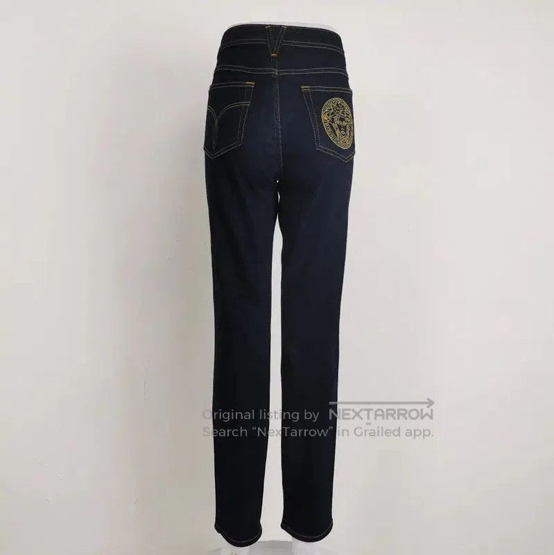 Versace Versace Dark Blue Embroidered Medusa Casual Pants . Size 27" / US 4 / IT 40 - 2 Thumbnail
