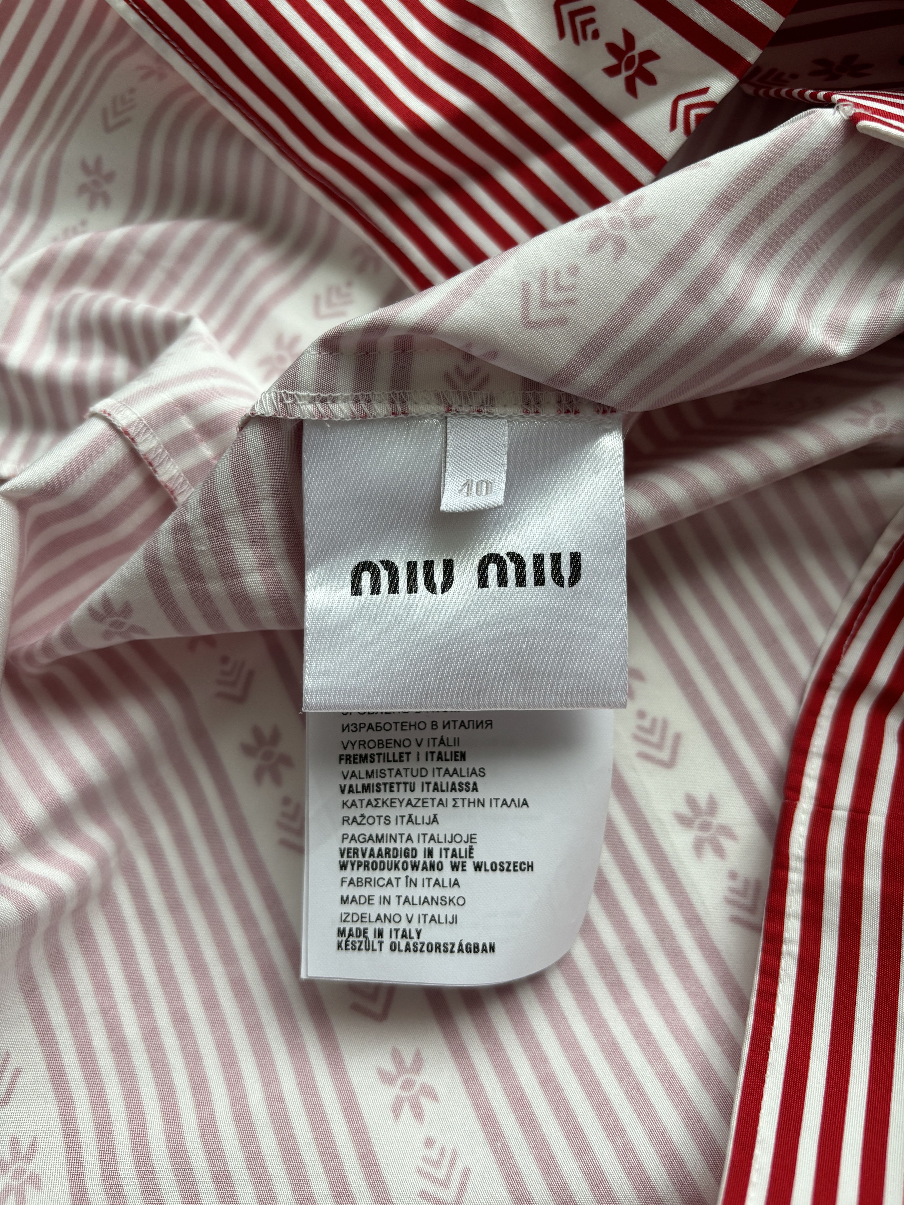 Miu Miu ⚡️QUICK SALE⚡️2015 Miu Miu Runway Red White Button Up Shirt Size M / US 6-8 / IT 42-44 - 6 Thumbnail