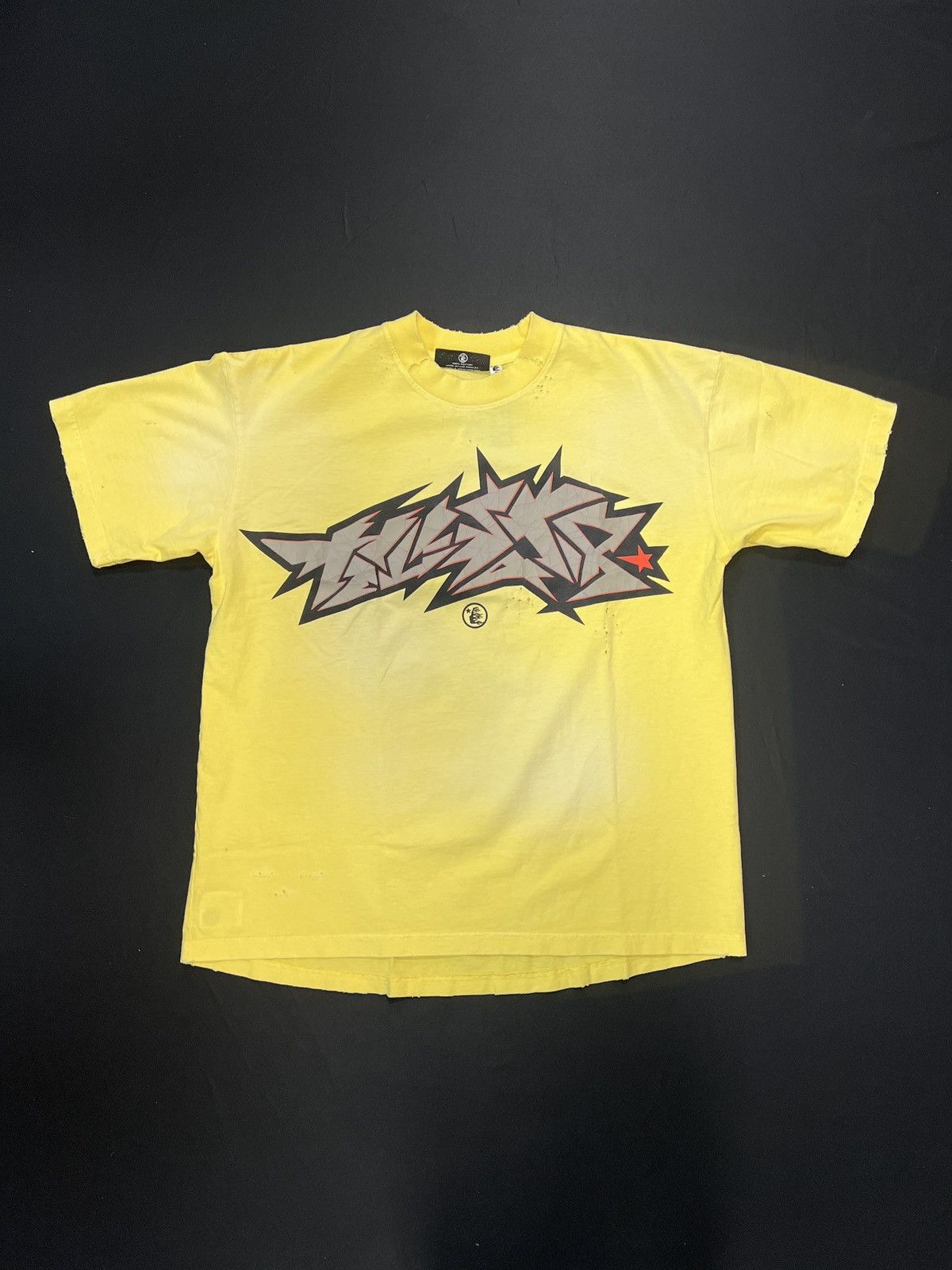HELLSTAR Hellstar Crack Paint Yellow T-Shirt Size US S / EU 44-46 / 1 - 1 Thumbnail