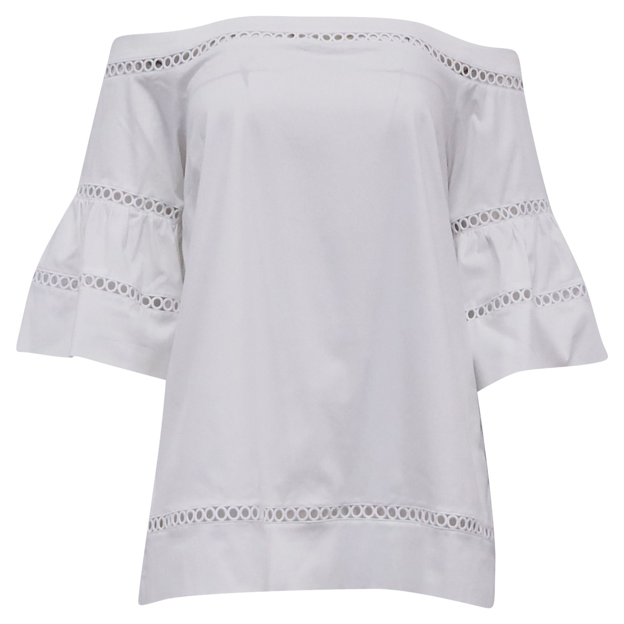 Michael Kors Michael Michael Kors Eyelet Off-the-Shoulder Top in White Co Size S / US 4 / IT 40 - 1 Thumbnail