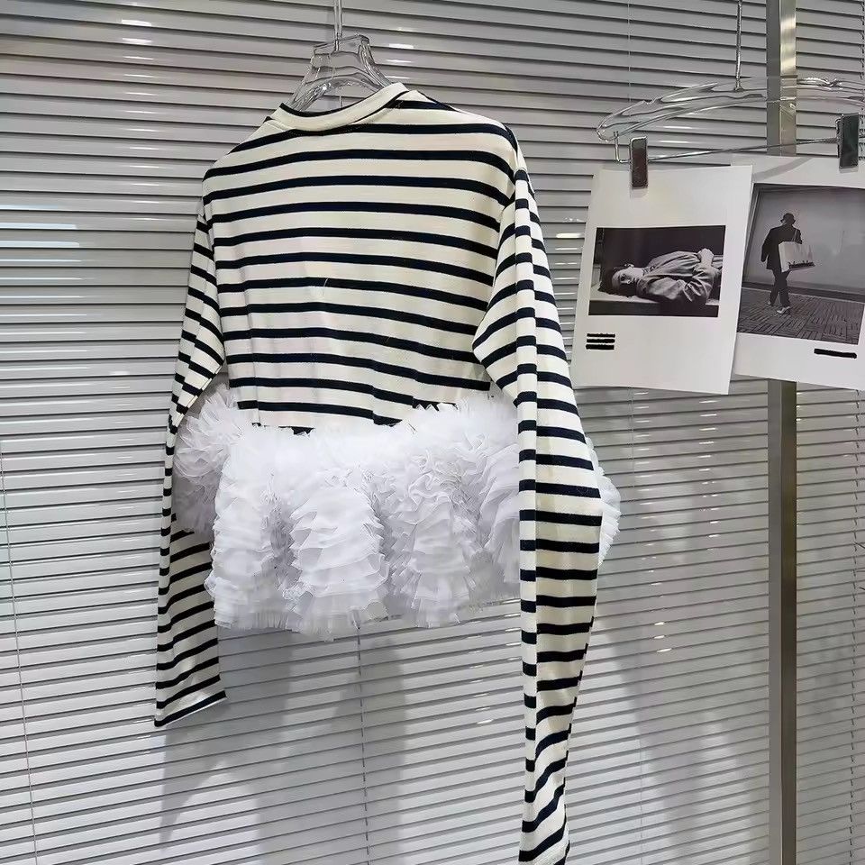 Other Designer Striped Luxury Casual Black White Multi Layer Shirt Size L / US 10 / IT 46 - 7 Thumbnail