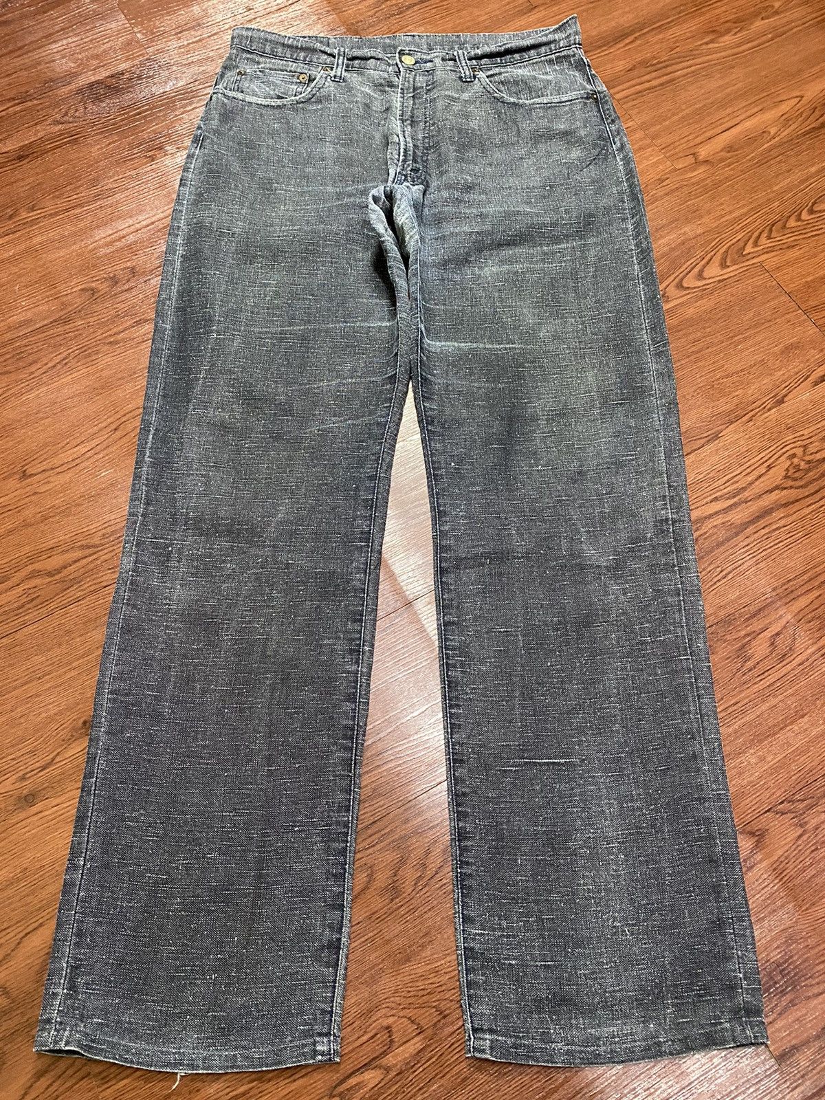 Other Vintage Japanese Brands Hemp Fabric Black Denim Baggy Pants Size US 34 / EU 50 - 1 Thumbnail