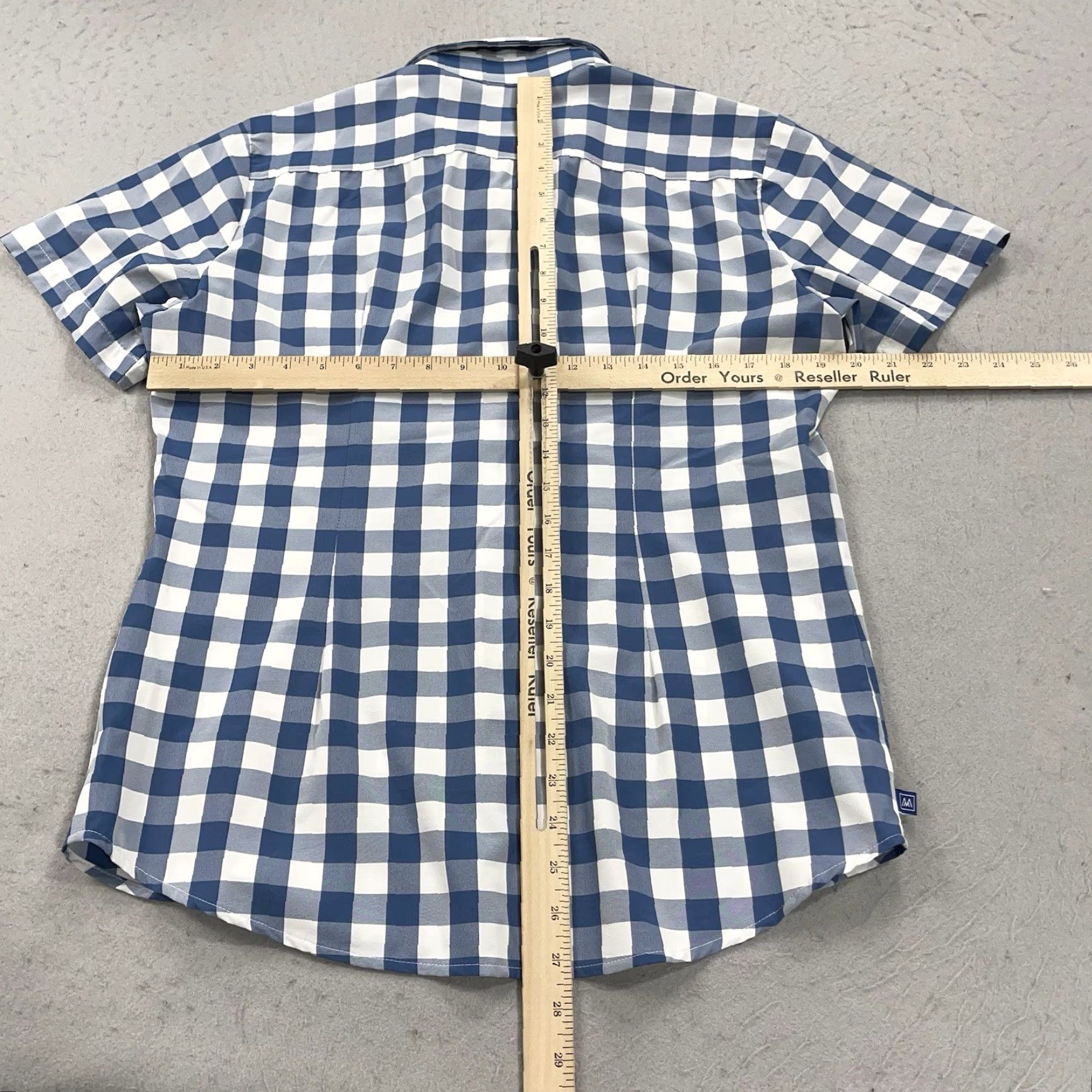 Mizzen+Main Mizzen+Main Shirt Mens M Trim Blue Check Short Sleeve Button-Up Casual Slim Performance Stretch Size US M / EU 48-50 / 2 - 7 Thumbnail