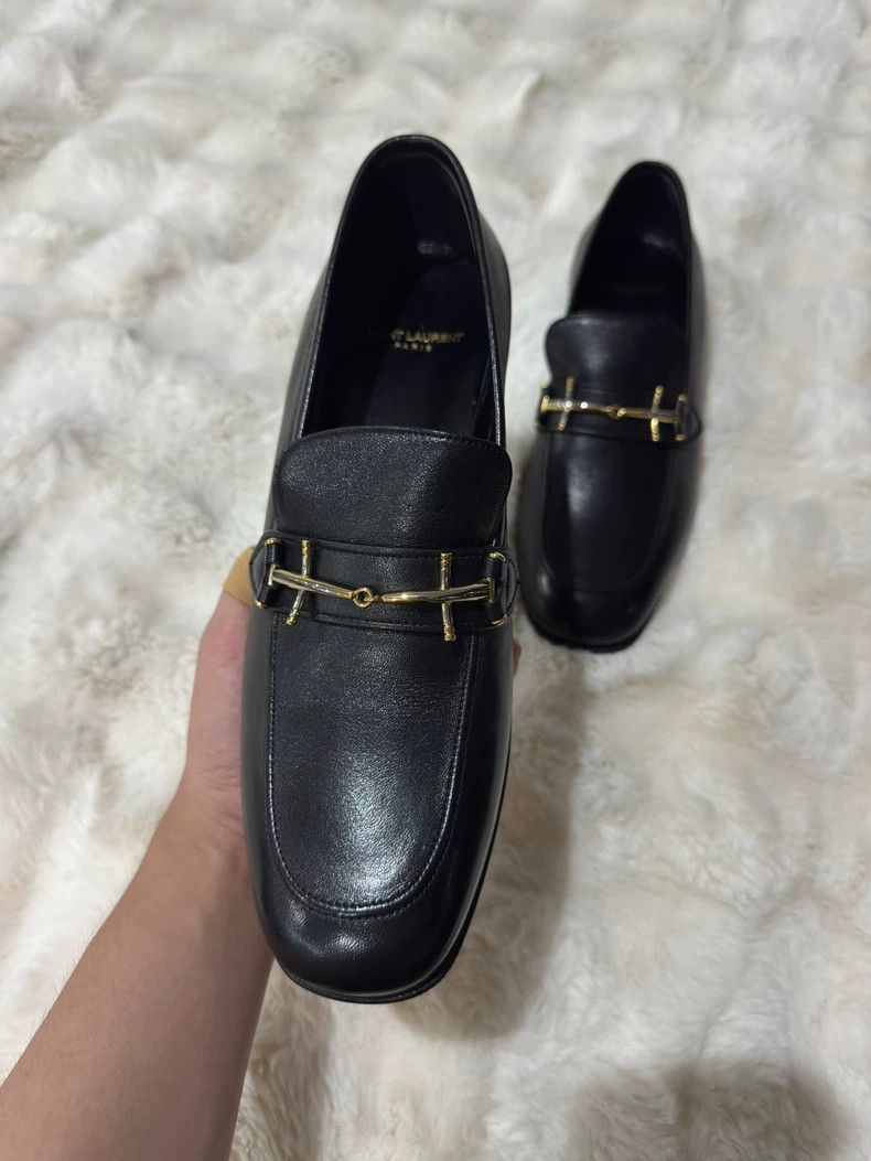 Saint Laurent Paris Saint Laurent Paris Black Gold Loafers shoes Size US 9.5 / EU 42-43 - 4 Thumbnail
